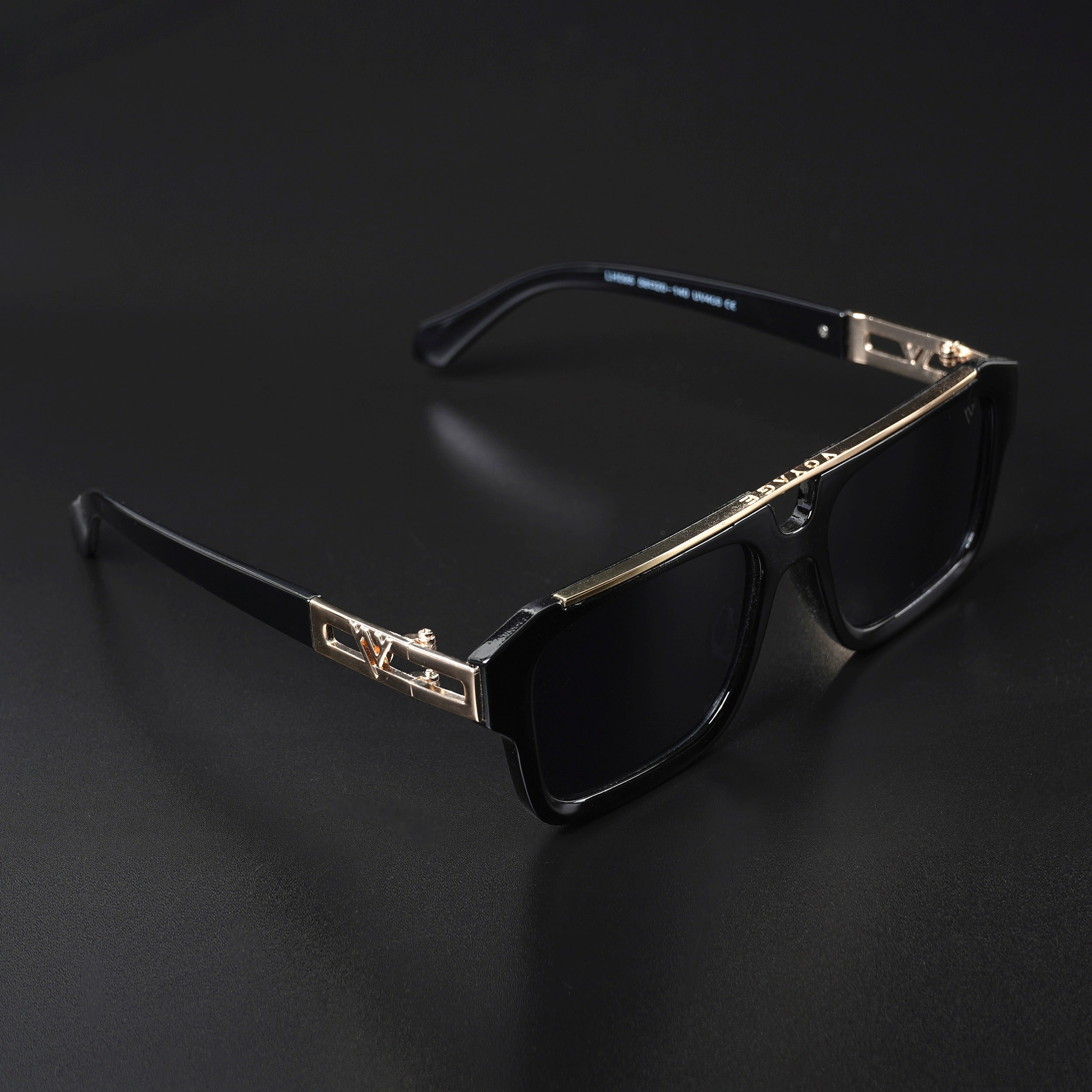 Voyage Exclusive Wayfarer Polarized Sunglasses for Men & Women (Black Lens | Black & Golden Frame - MG5386)