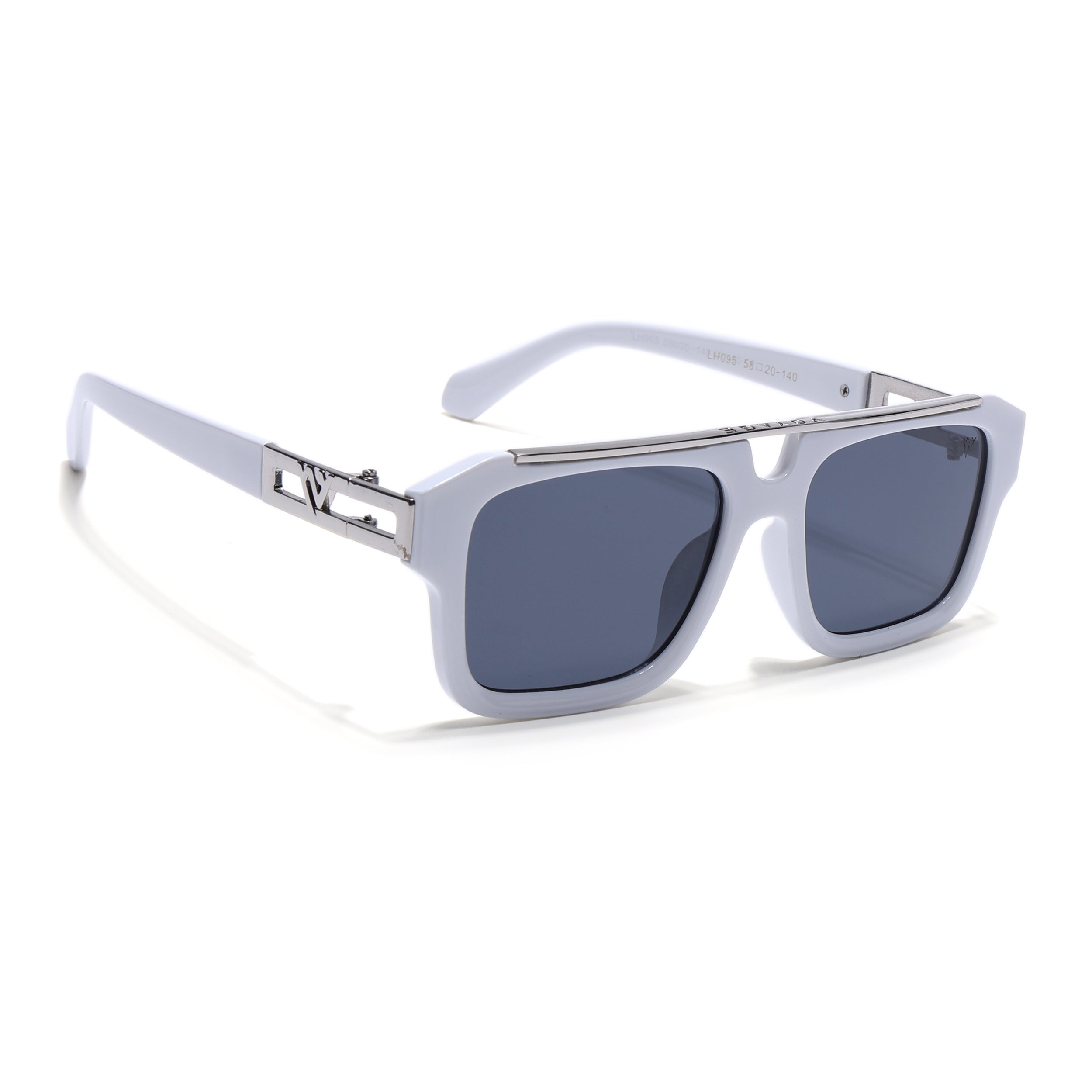 Wayfarer Sunglasses (Black Lens | White & Silver Frame - MG5387)