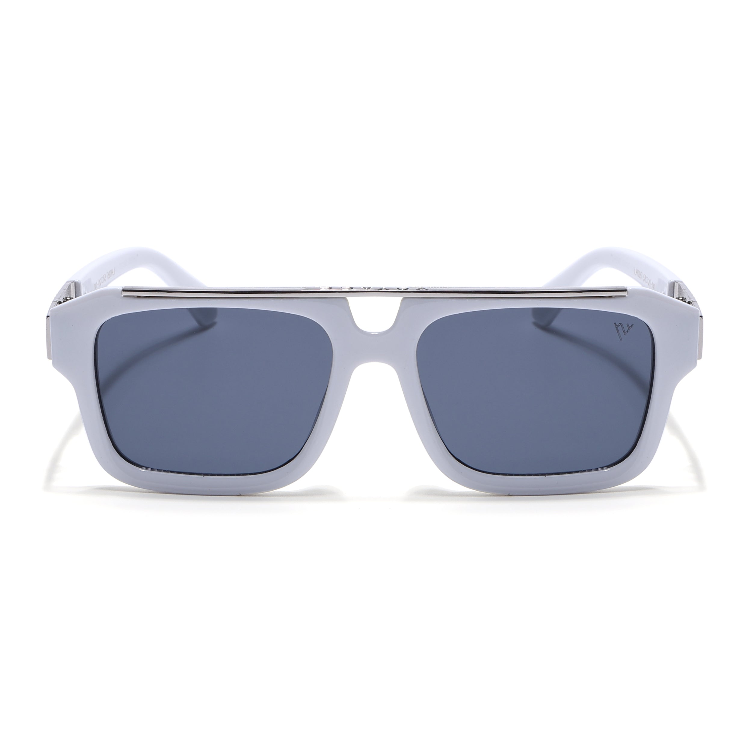Wayfarer Sunglasses (Black Lens | White & Silver Frame - MG5387)