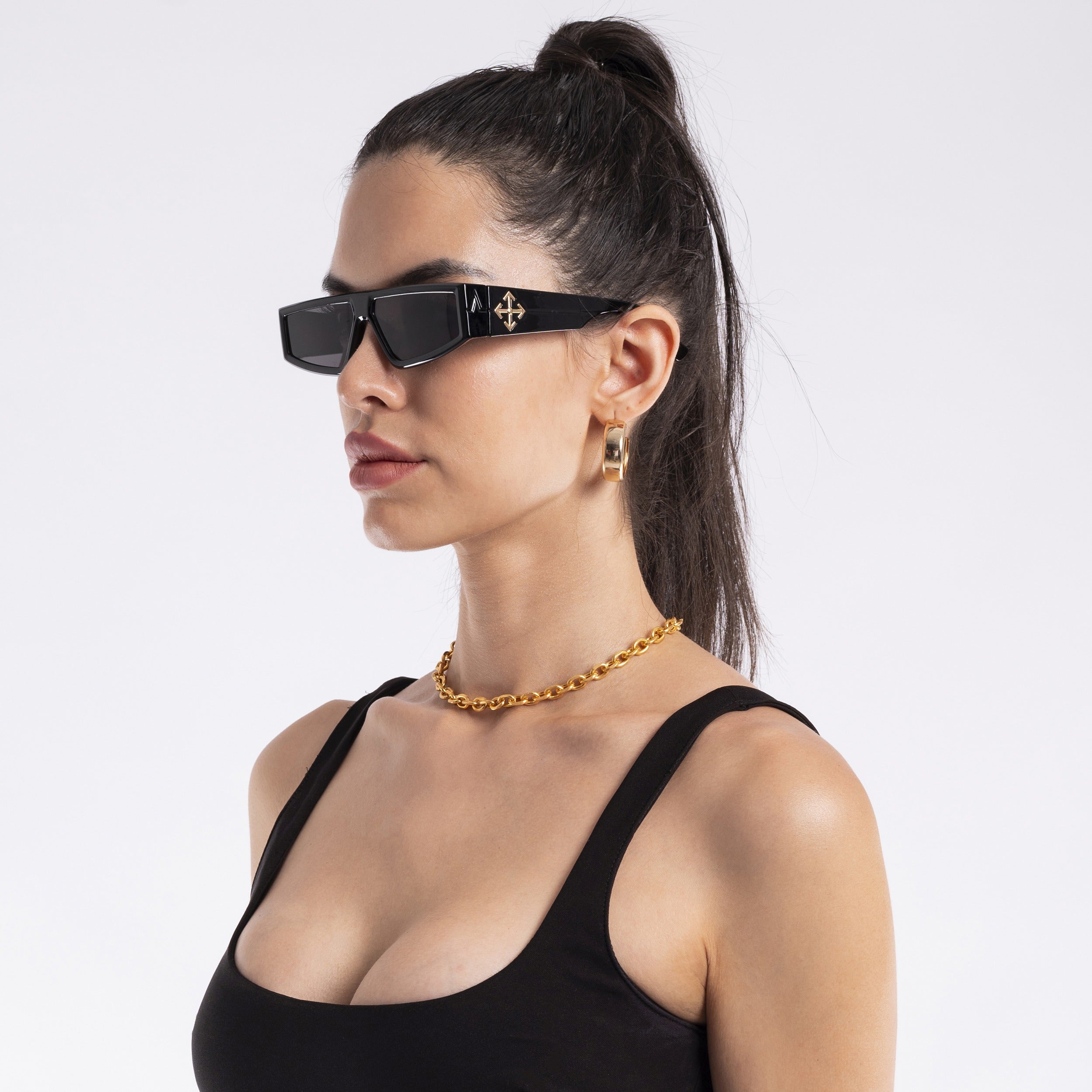Crasher | Black Rectangle Sunglasses - MG3872