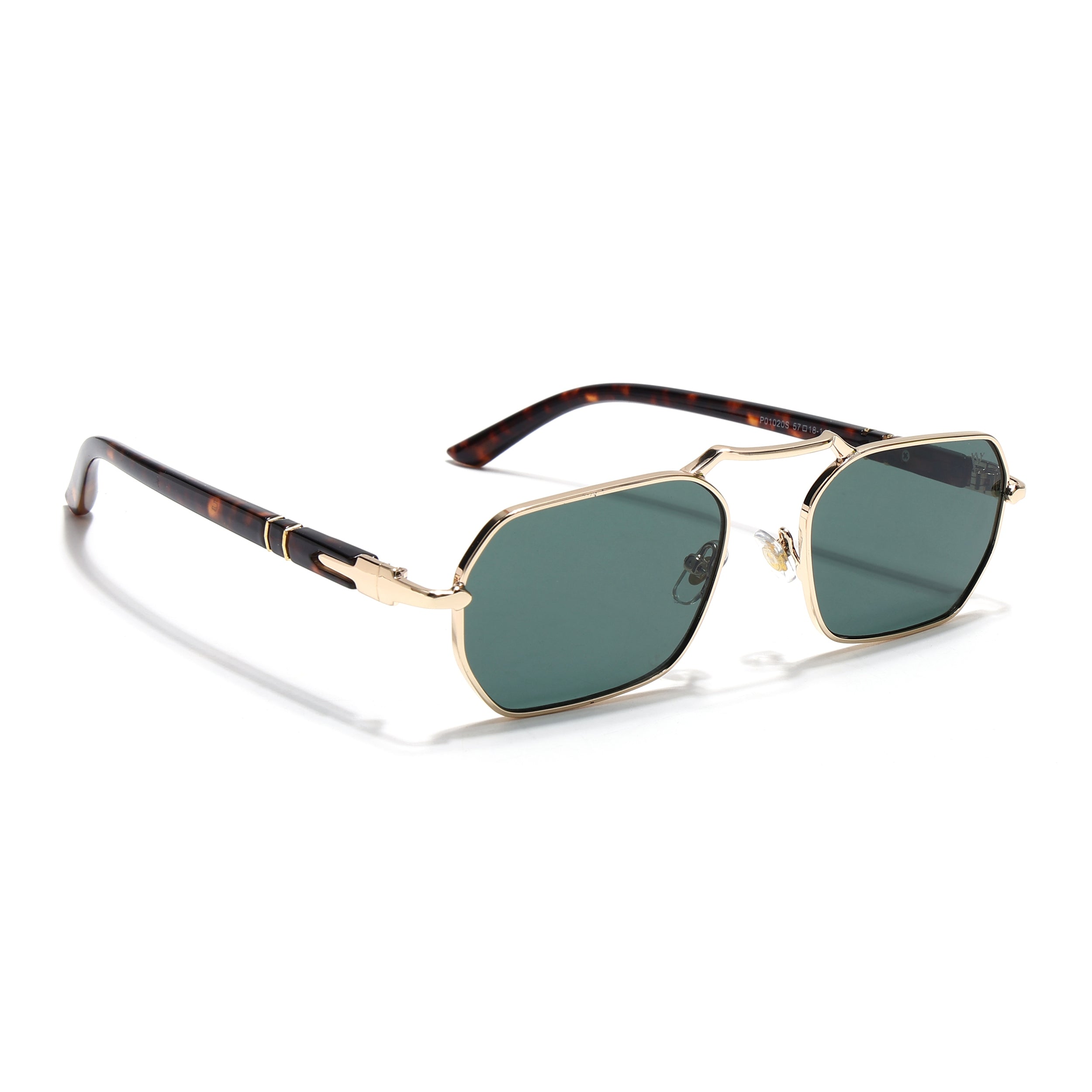 Hexagonal Sunglasses for Men & Women (Green Lens | Golden Frame - MG7661)
