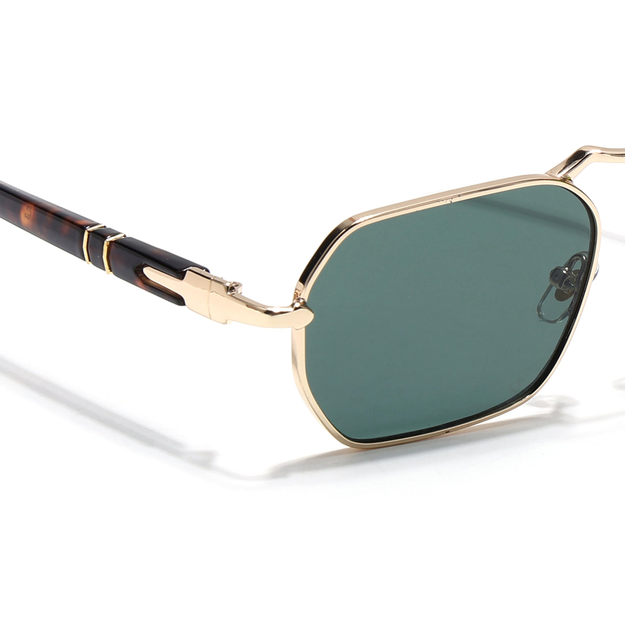 Hexagonal Sunglasses for Men & Women (Green Lens | Golden Frame - MG7661)