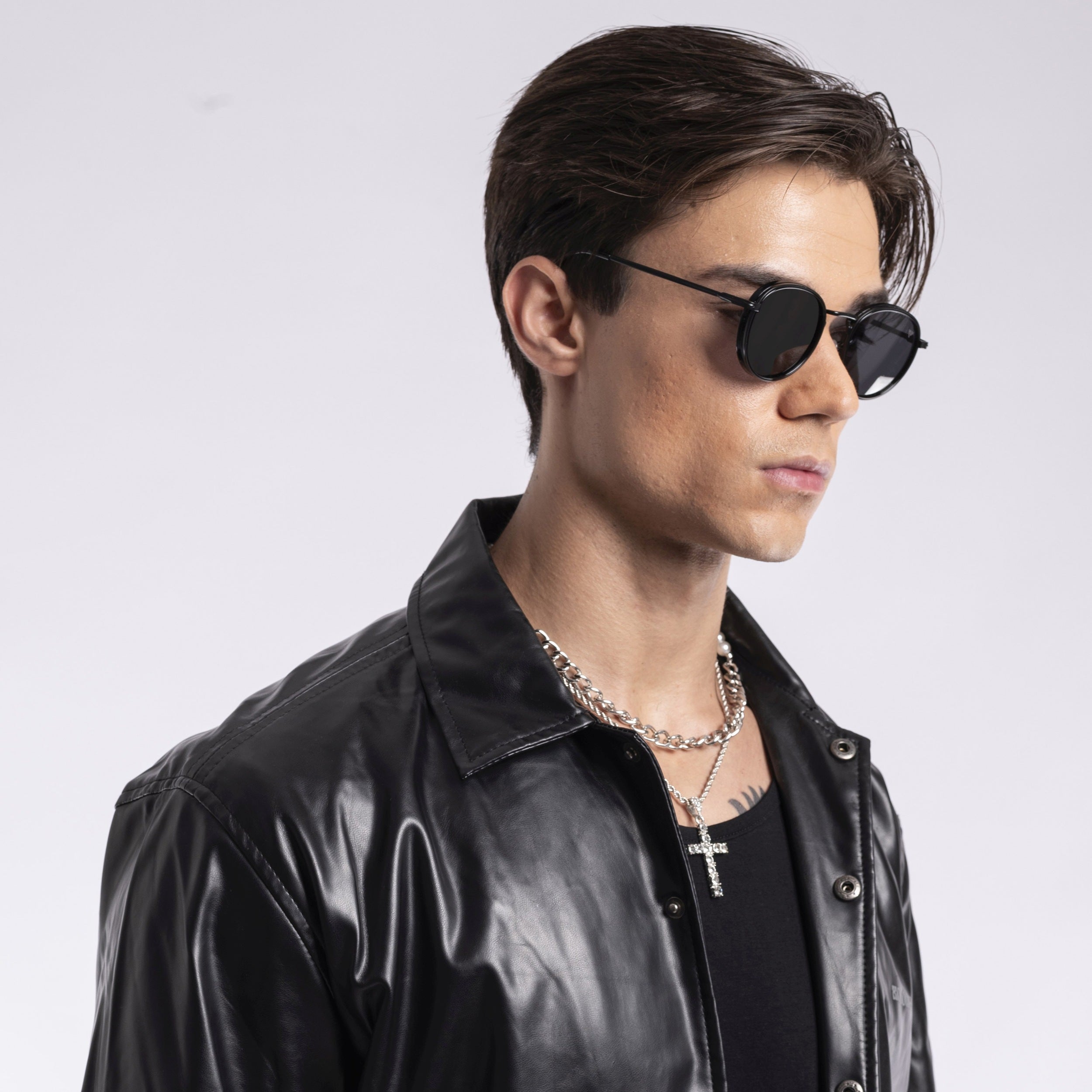 Captain | Matte Black Polarized Round Sunglasses - PMG3980