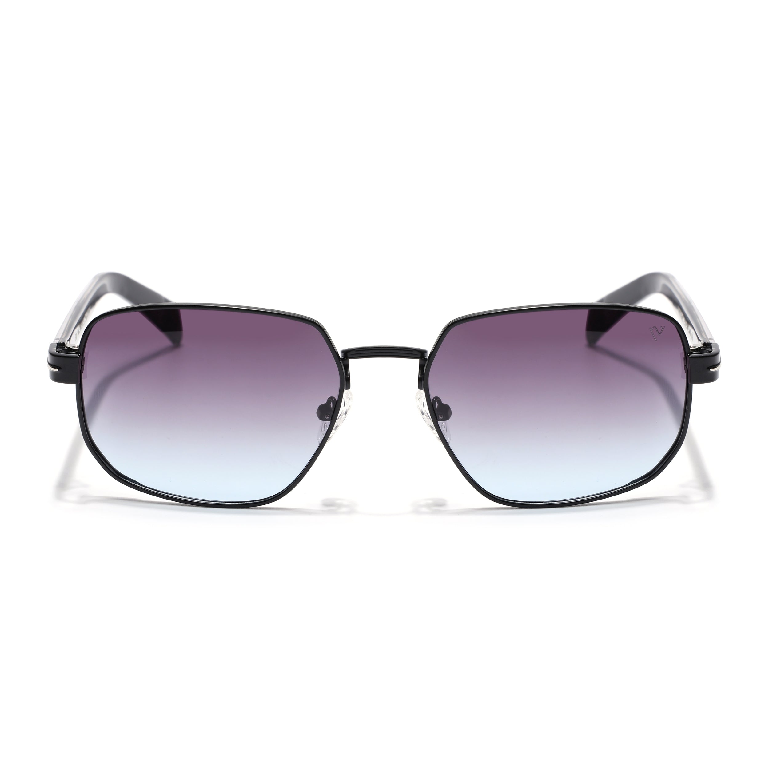 Square Polarized Sunglasses for Men & Women (Grey & Clear Lens | Black Frame - SLPMG7232)