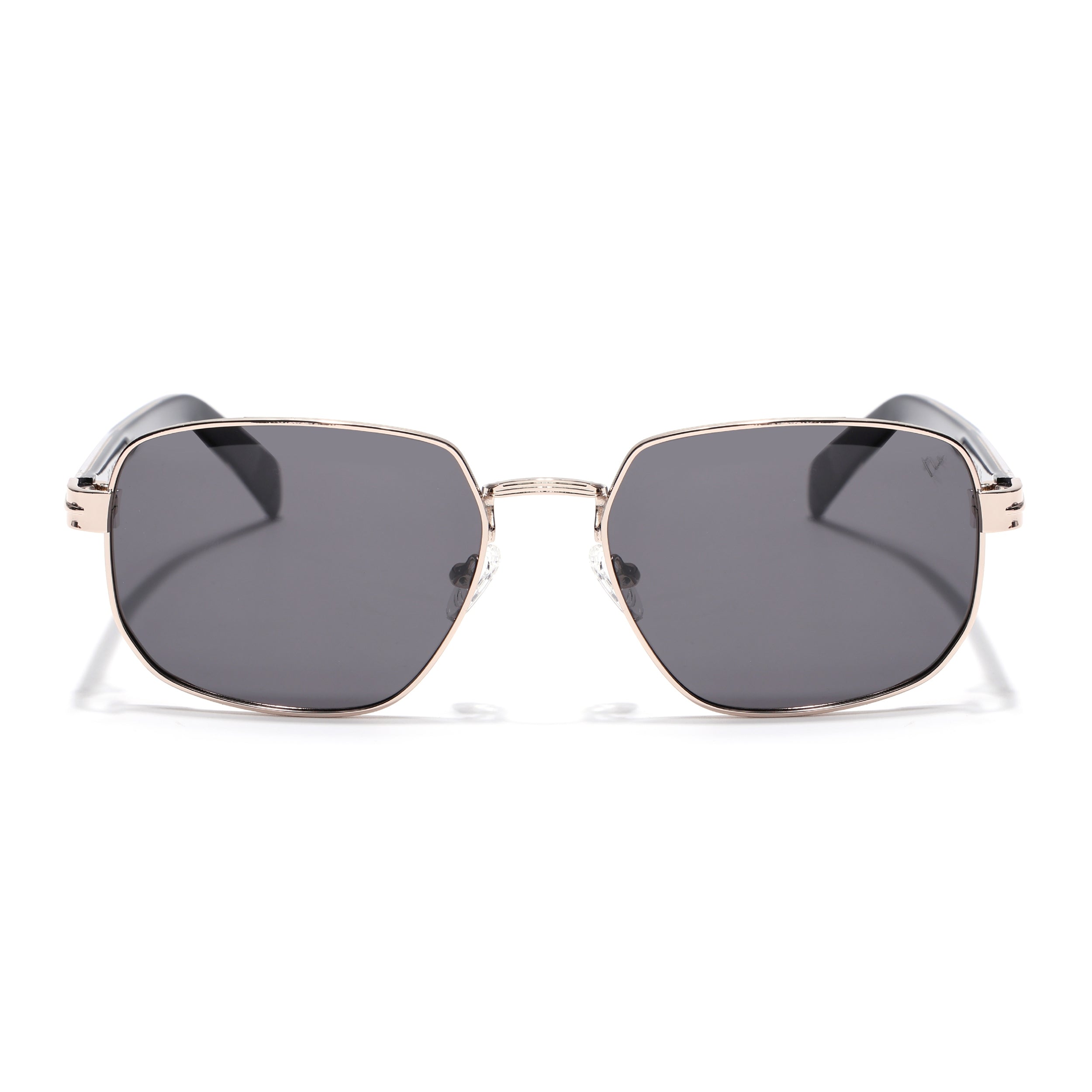 Square Polarized Sunglasses for Men & Women (Grey Lens | Rose Golden Frame - SLPMG7234)