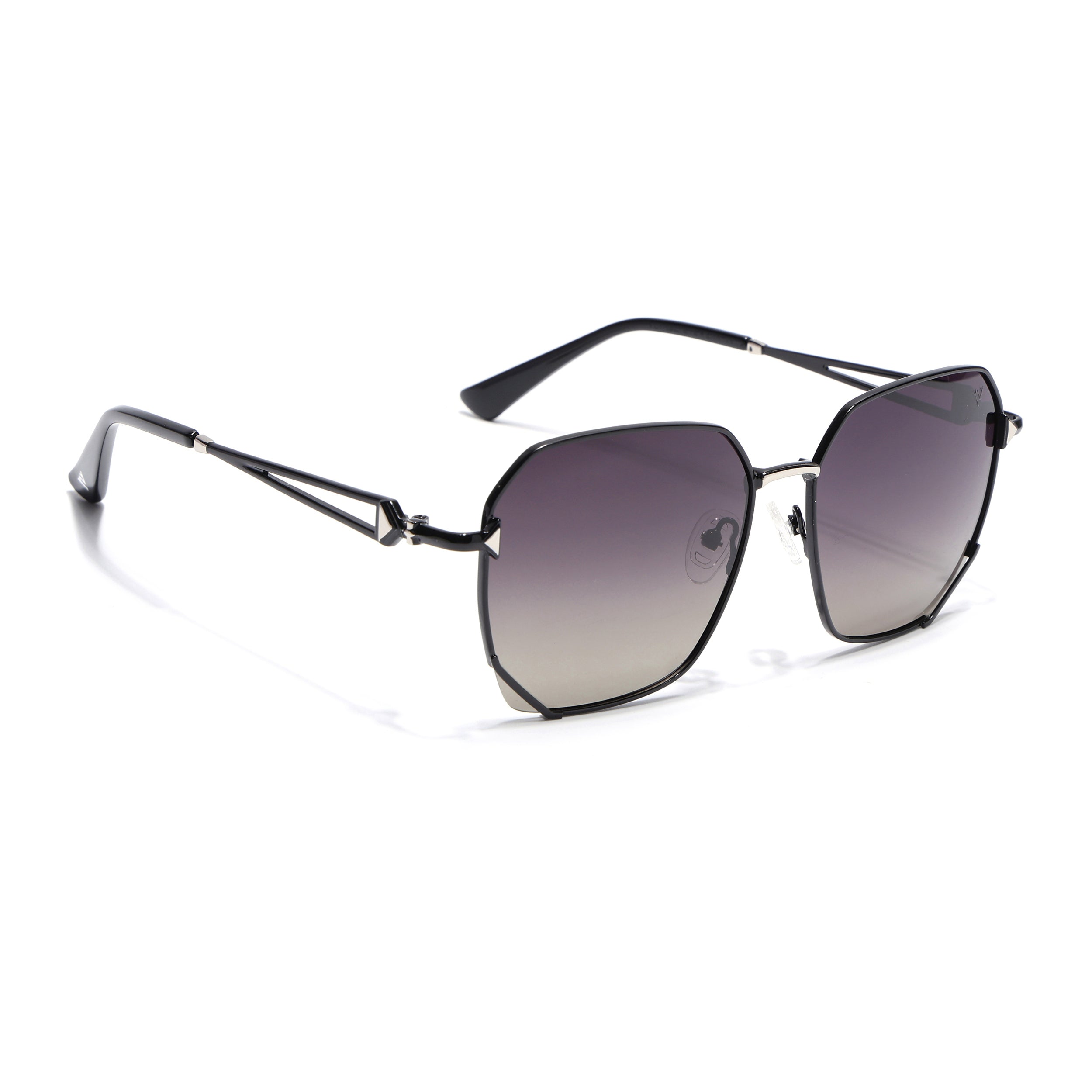 Hexagonal Polarized Sunglasses for Men & Women (Black & Green Lens | Black Frame - SLPMG7218)