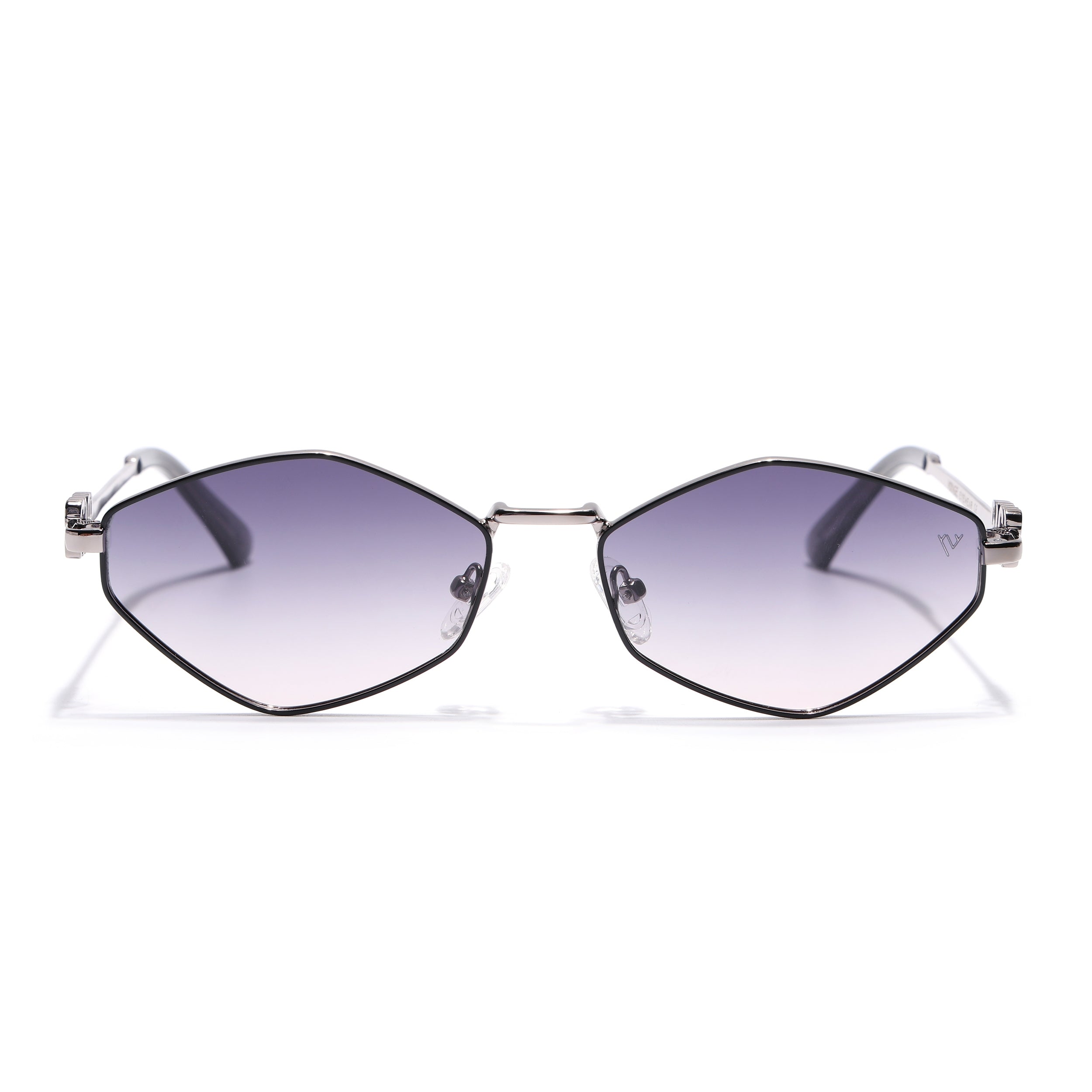Hexagonal Polarized Sunglasses for Men & Women (Grey & Clear Lens | Silver Frame - SLPMG7206)