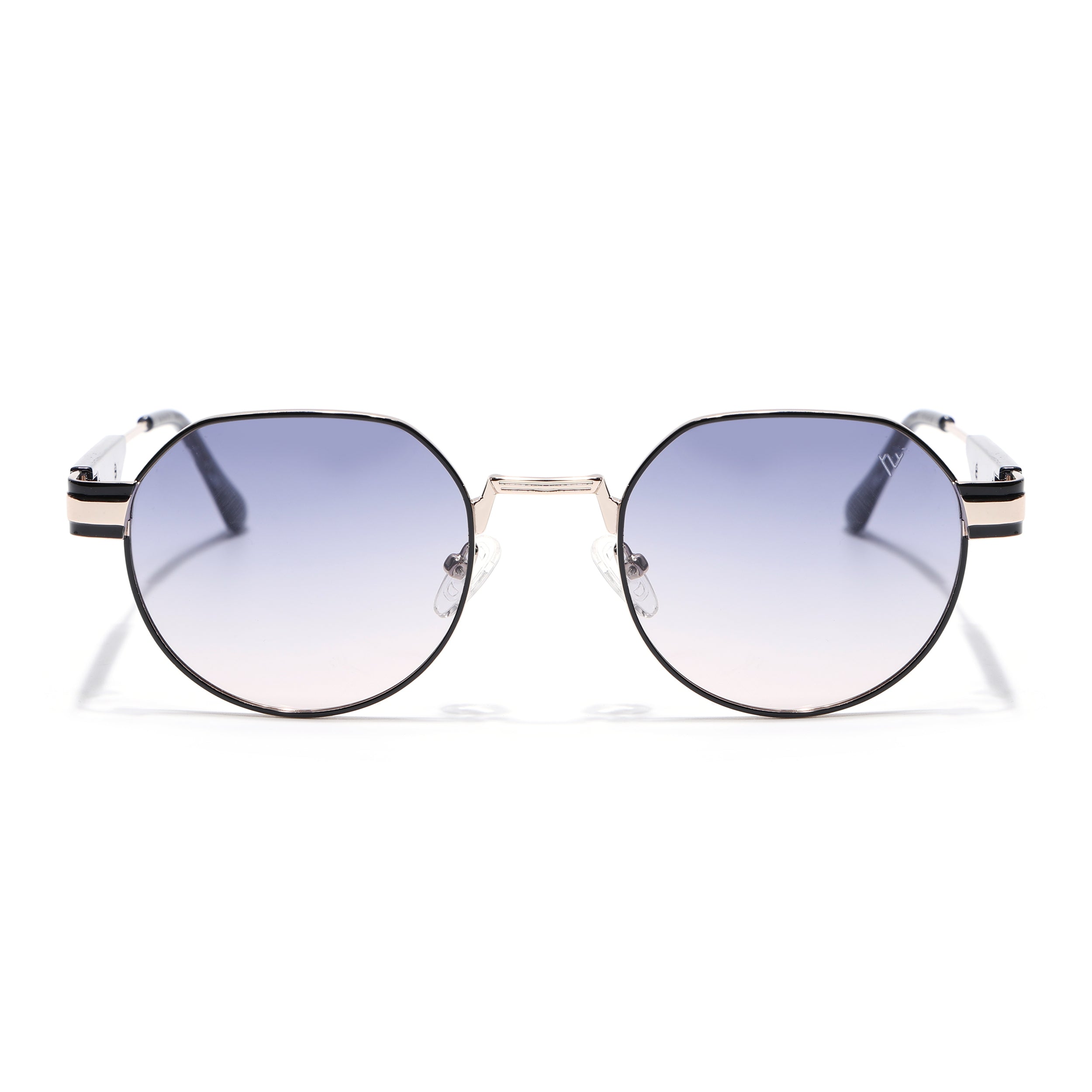Round Polarized Sunglasses for Men & Women (Grey & Clear Lens | Black Frame - SLPMG7216)