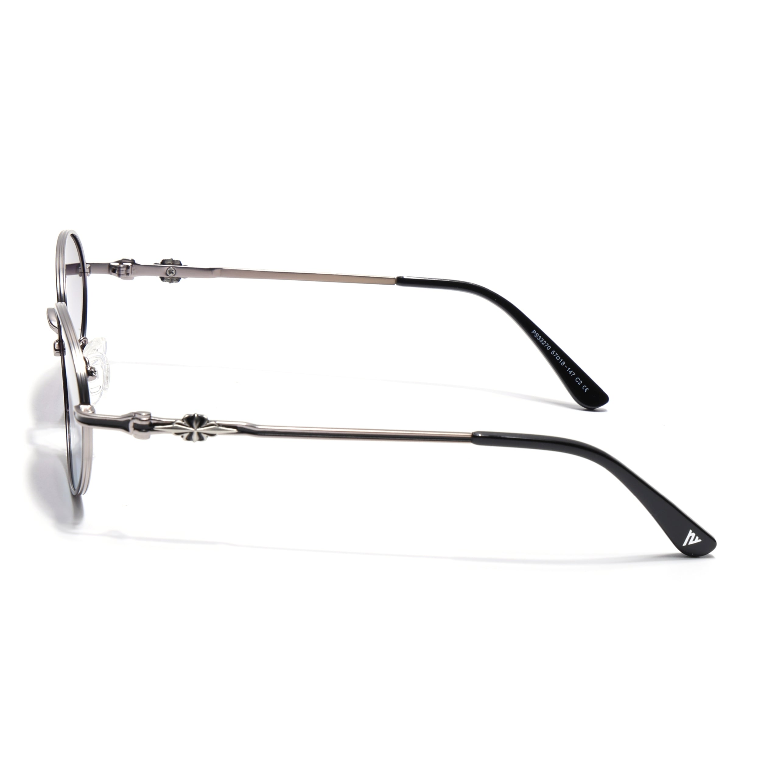 Oval Polarized Sunglasses for Men & Women (Grey & Clear Lens | Silver Frame - SLPMG7229)