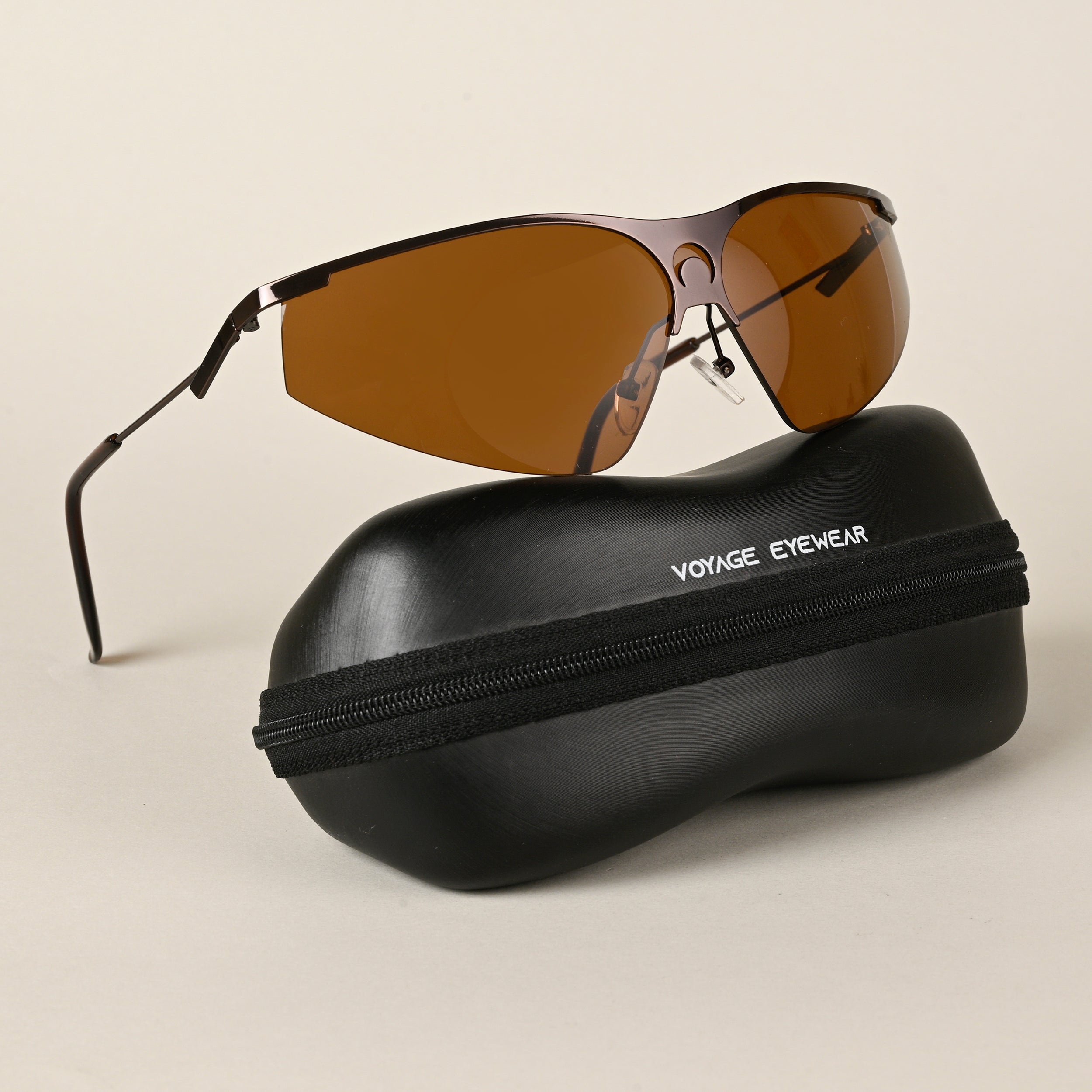 Voyage Brown Wrap-Around Sunglasses for Men & Women - MG4223