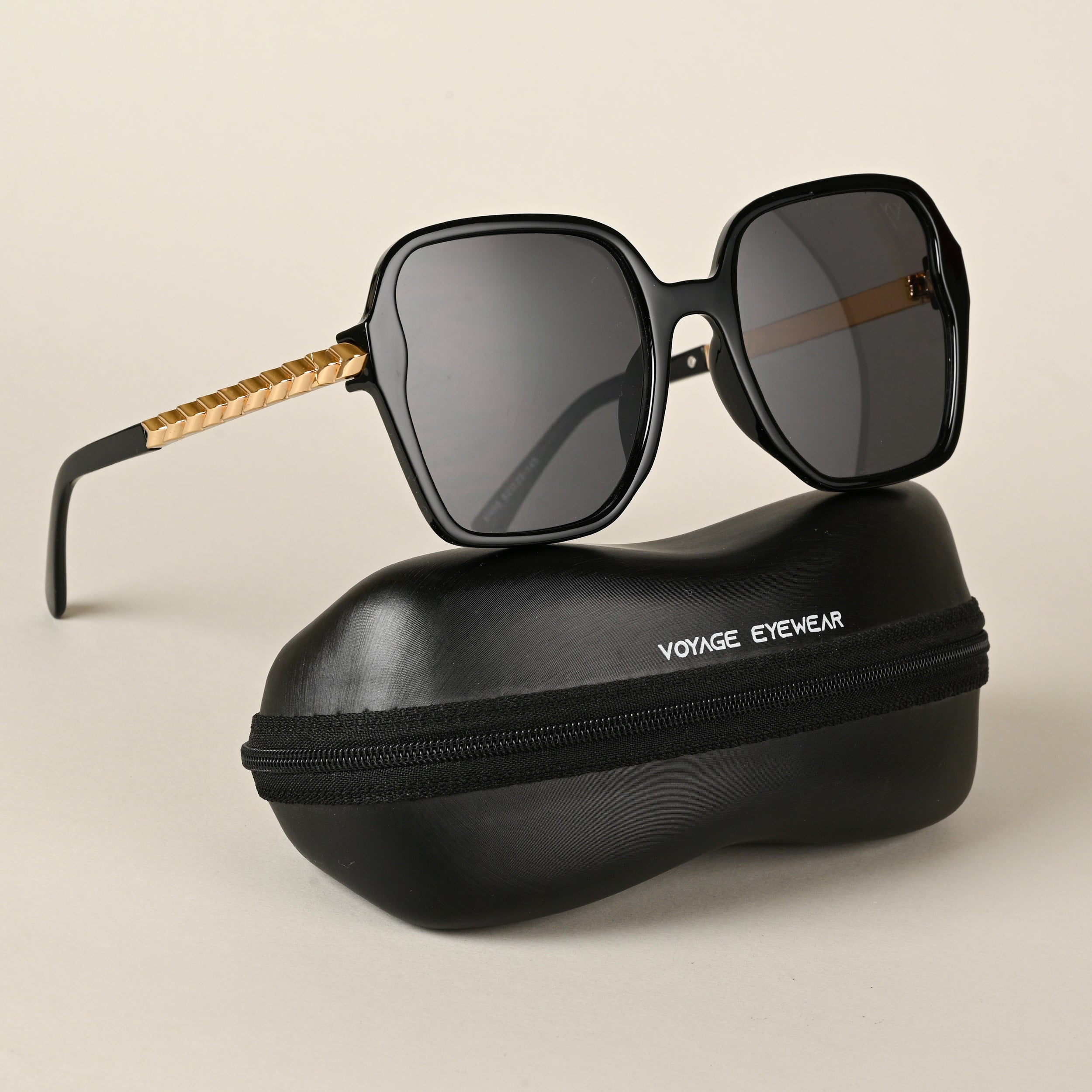 Voyage Black Square Sunglasses for Men & Women - MG4194