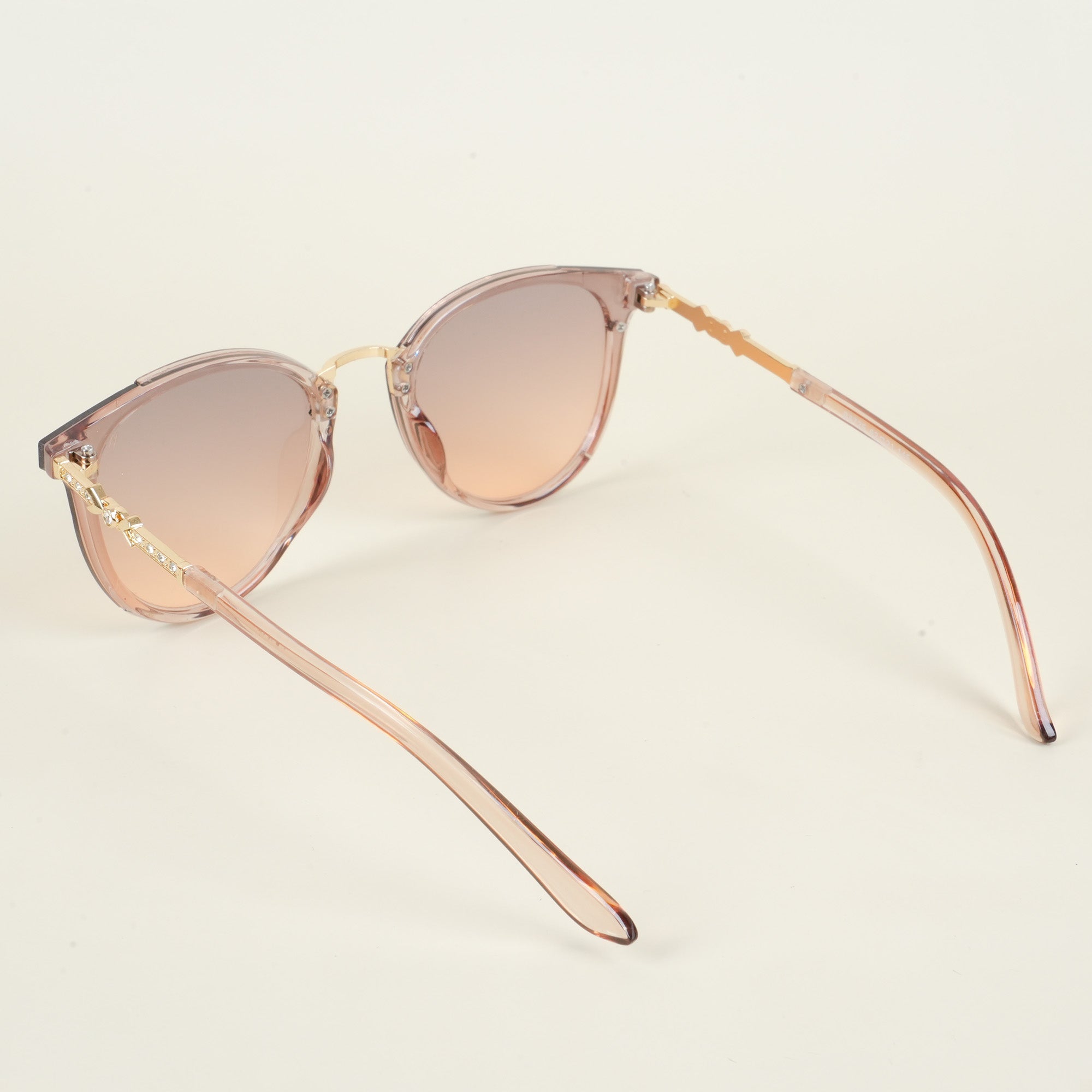 Voyage Cateye Sunglasses for Women (Pink & Grey Lens | Light Pink & Golden Frame - MG3186)
