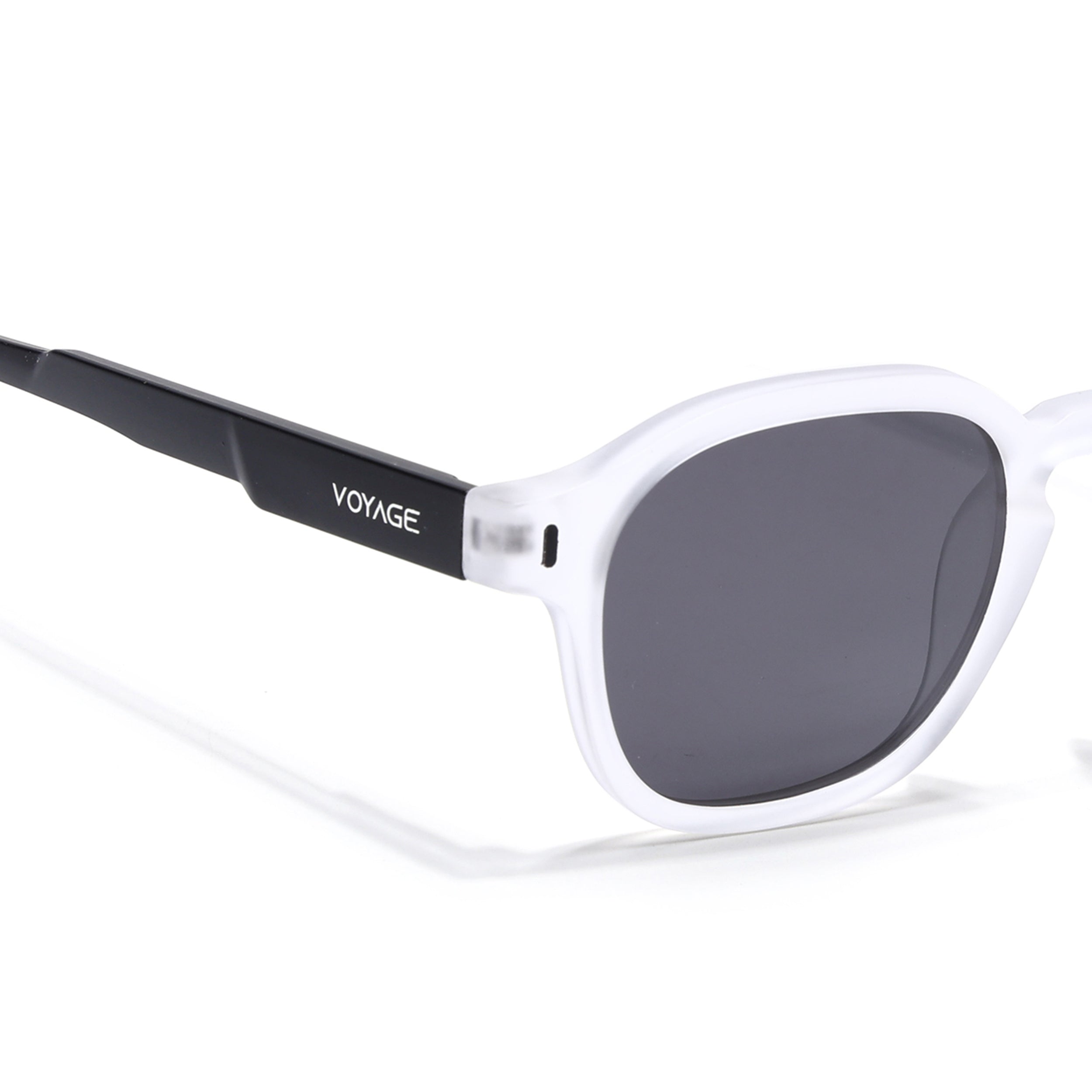 Wayfarer Polarized Sunglasses for Men & Women (Black Lens | Transparent Frame - PMG7428)