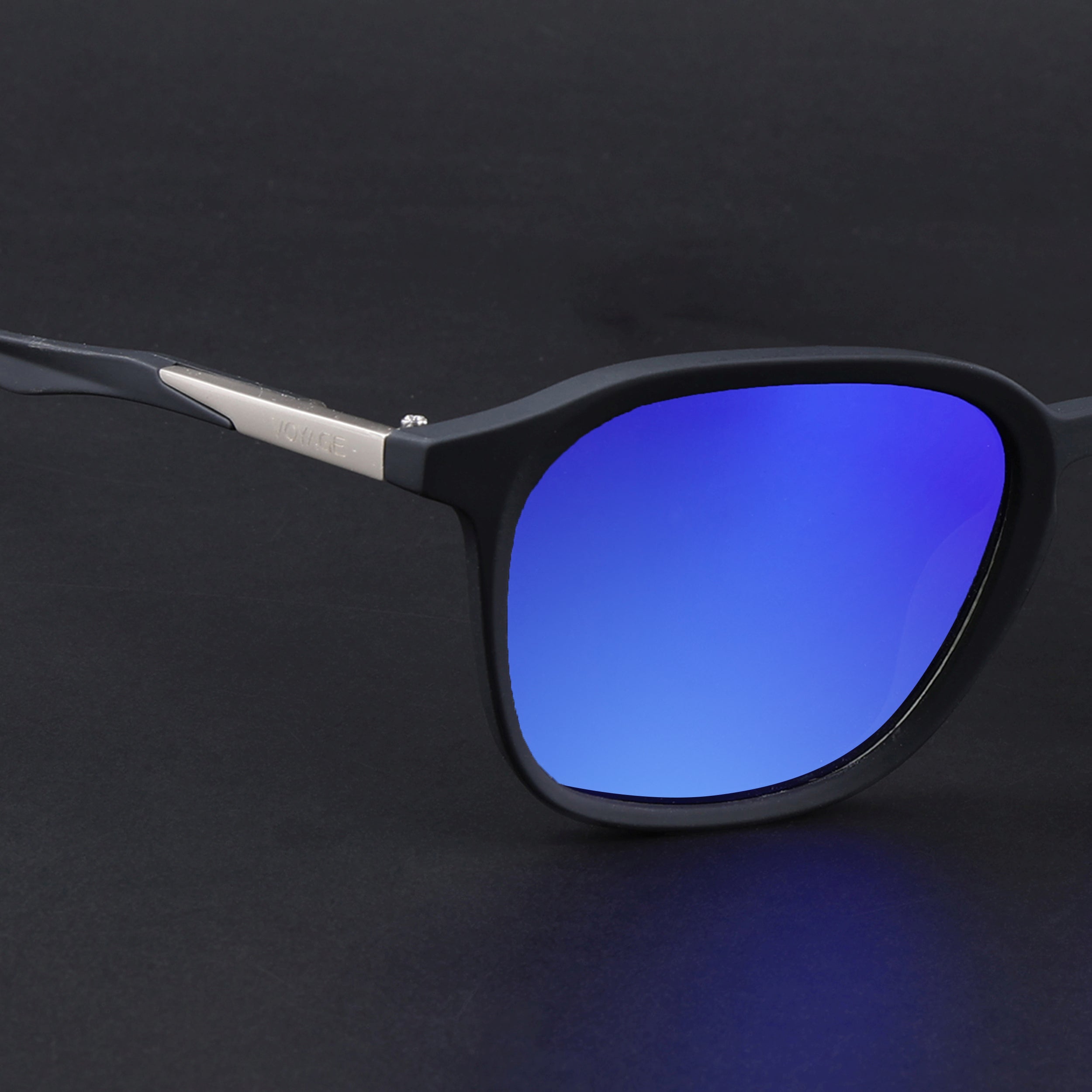 Square Polarized Sunglasses | Blue Lens | Black Frame - PMG6790