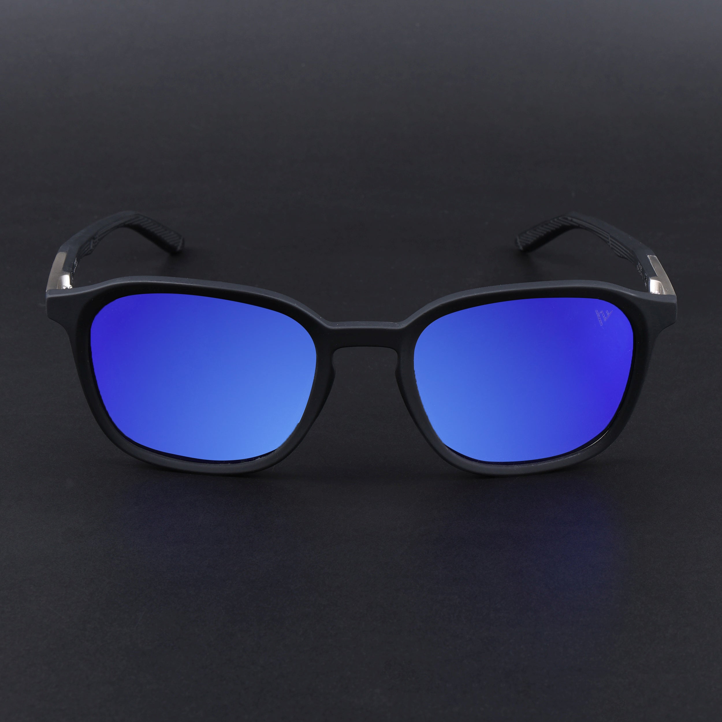 Square Polarized Sunglasses | Blue Lens | Black Frame - PMG6790