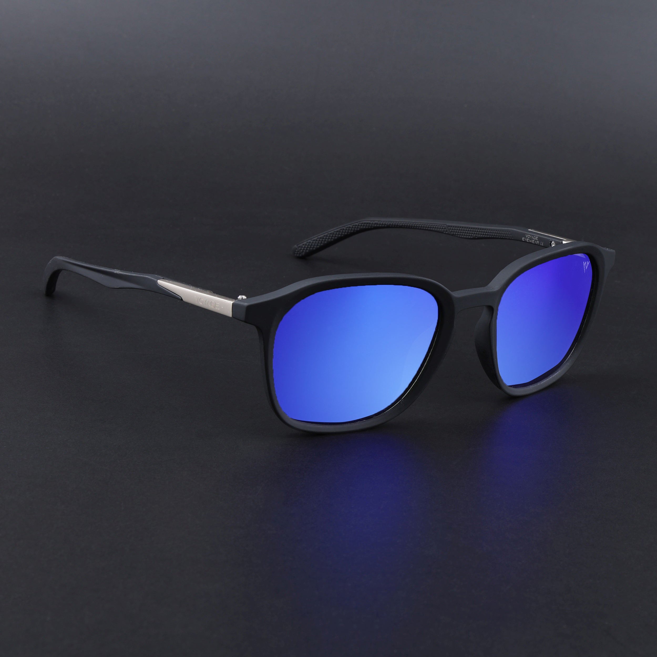 Square Polarized Sunglasses | Blue Lens | Black Frame - PMG6790