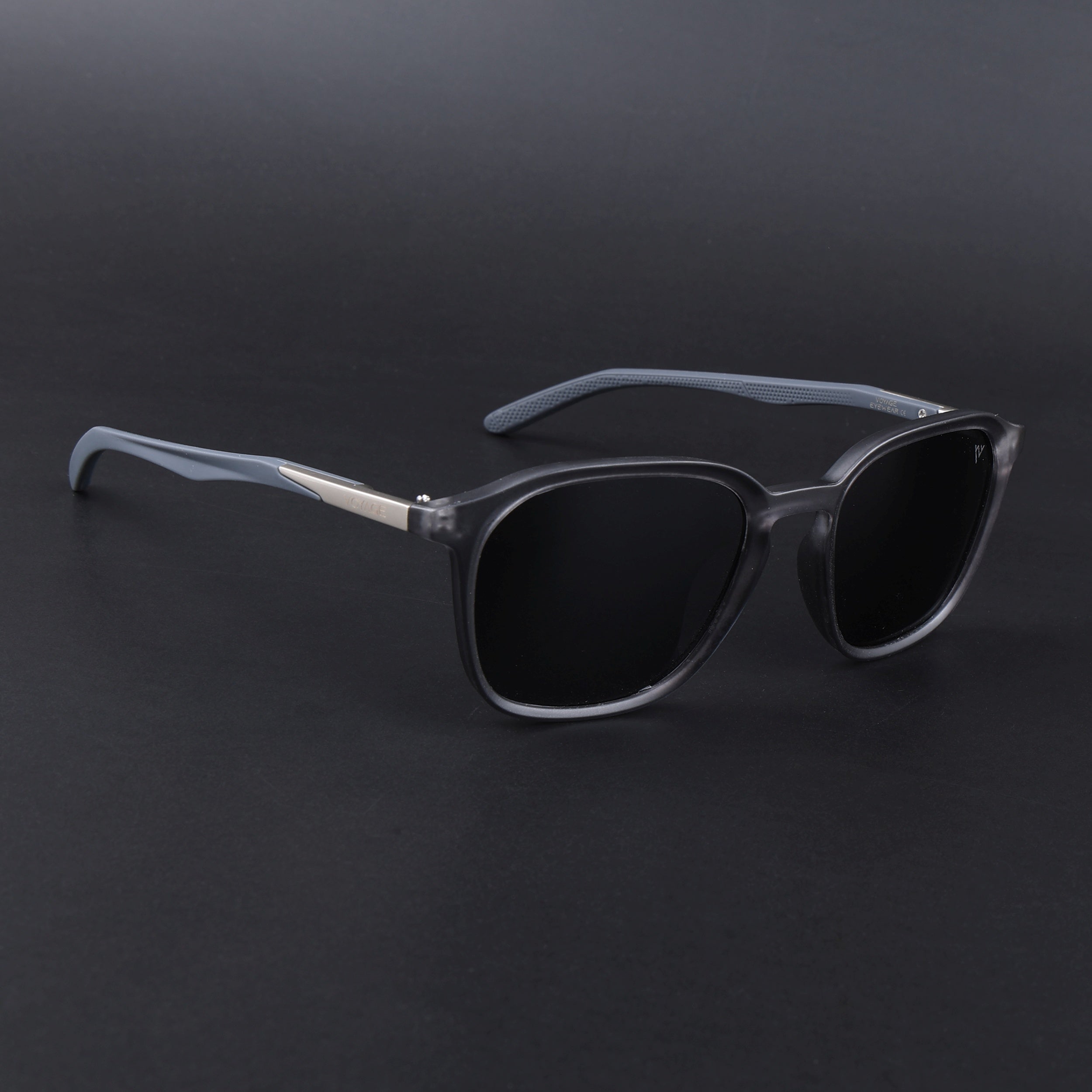 Square Polarized Sunglasses | Black Lens | Grey Frame - PMG6791