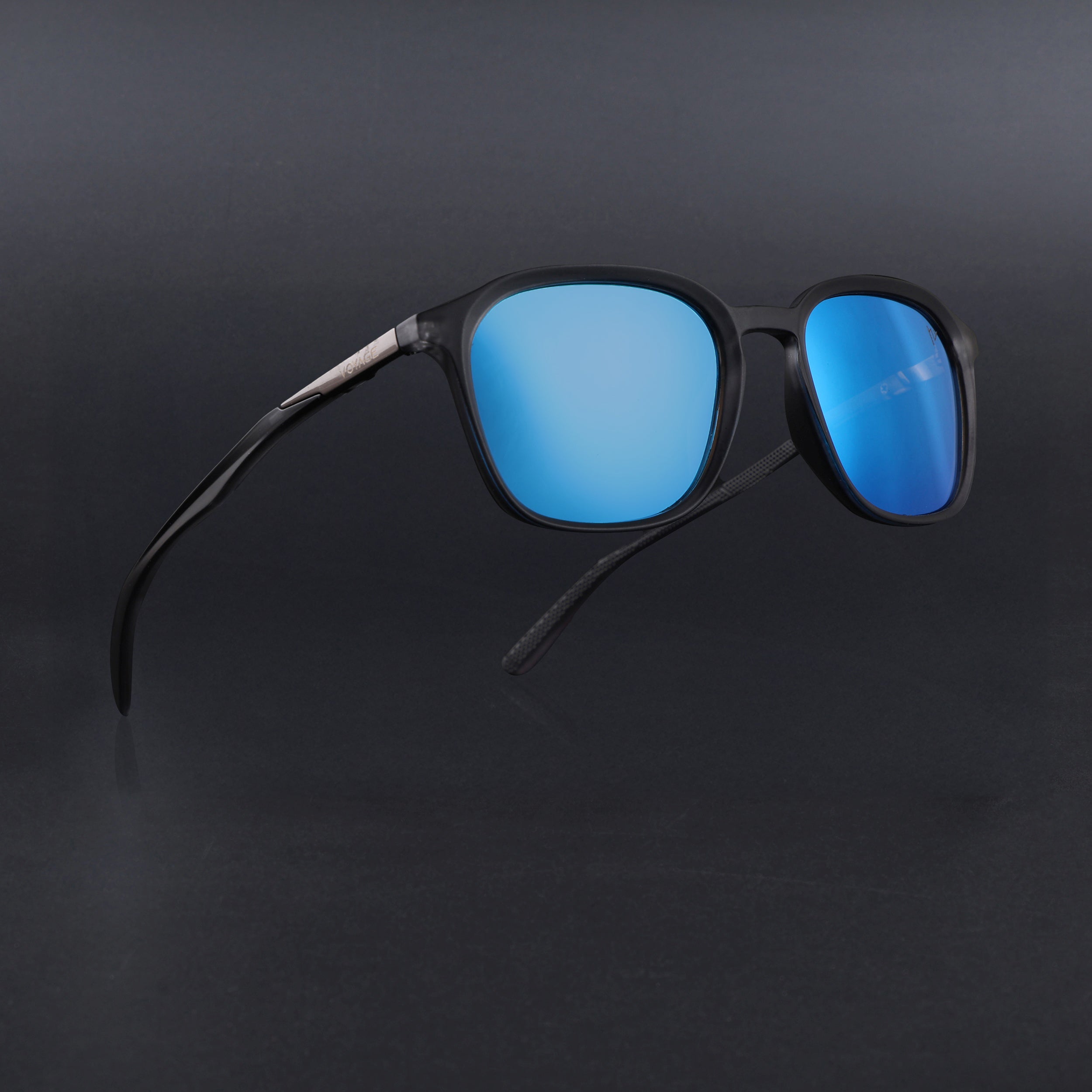 Square Polarized Sunglasses | Sky Blue Lens | Grey Frame - PMG6792