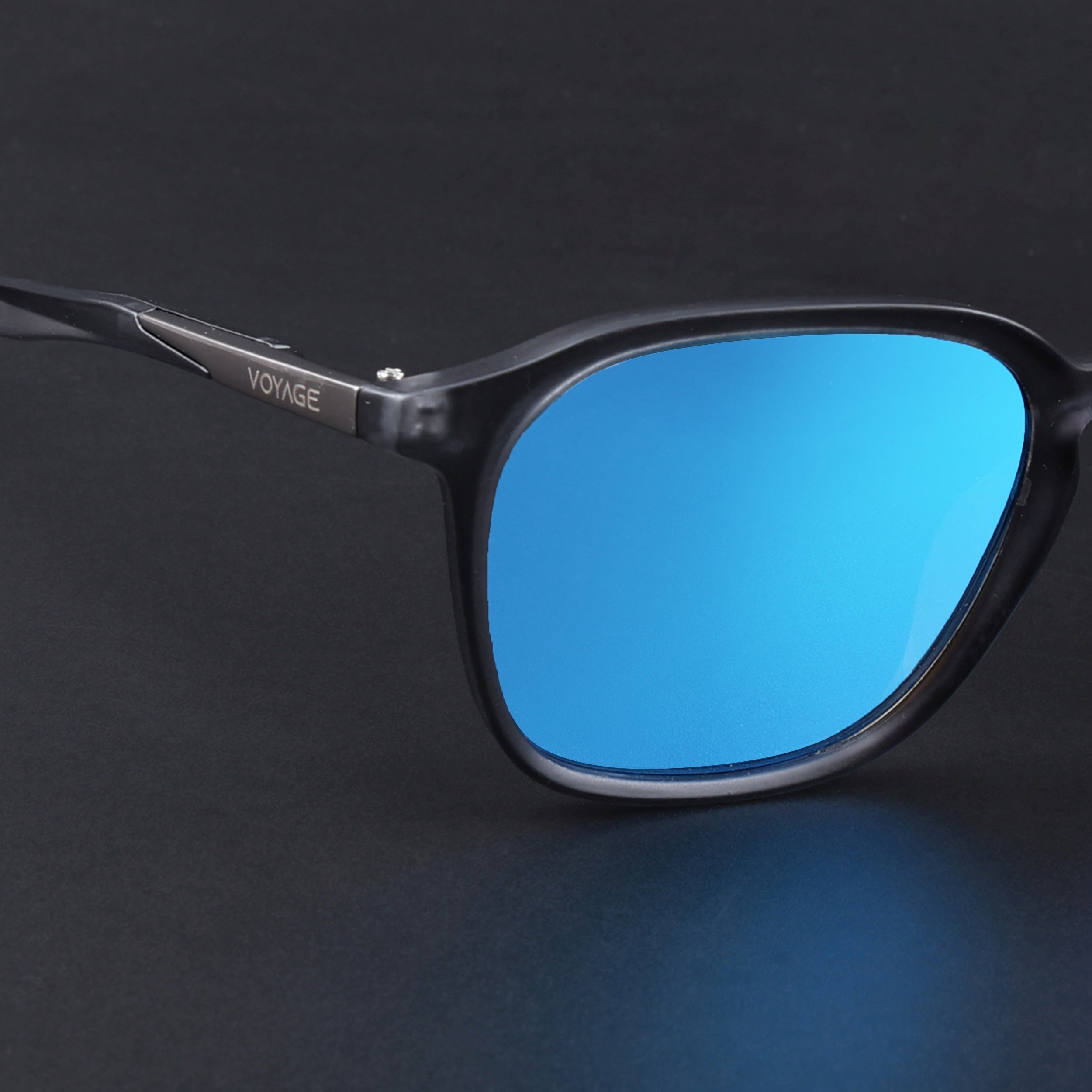 Square Polarized Sunglasses | Sky Blue Lens | Grey Frame - PMG6792