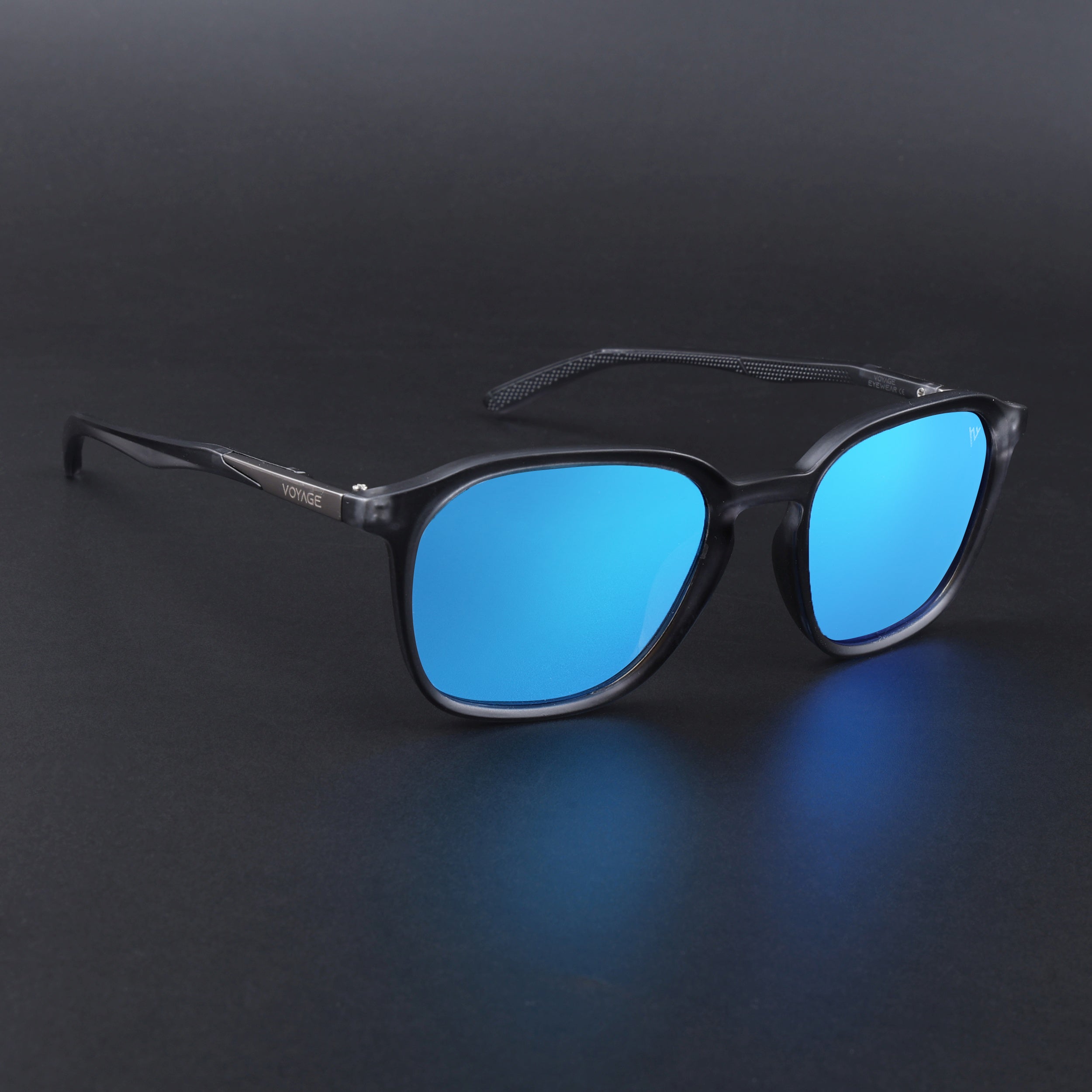 Square Polarized Sunglasses | Sky Blue Lens | Grey Frame - PMG6792