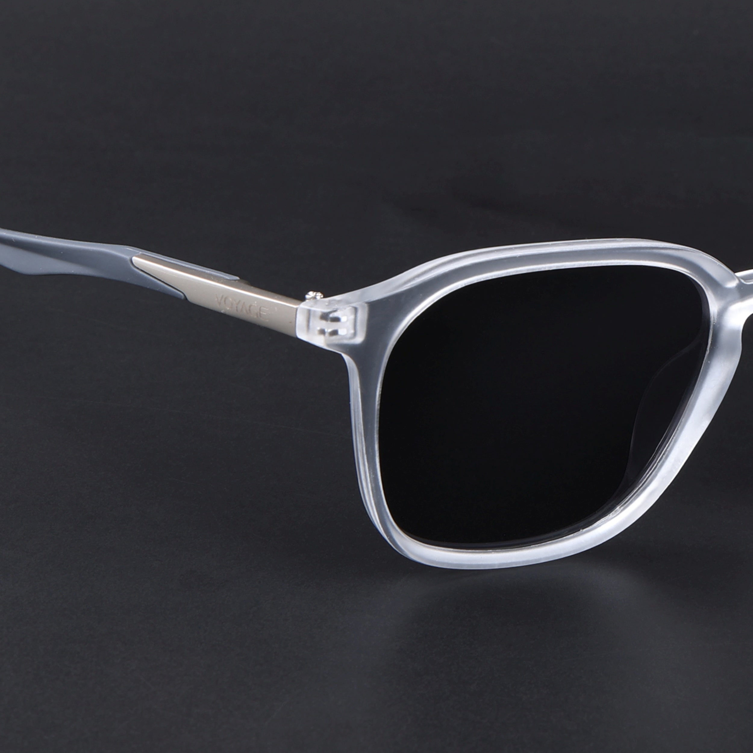 Square Polarized Sunglasses | Black Lens | Transparent Frame - PMG6793