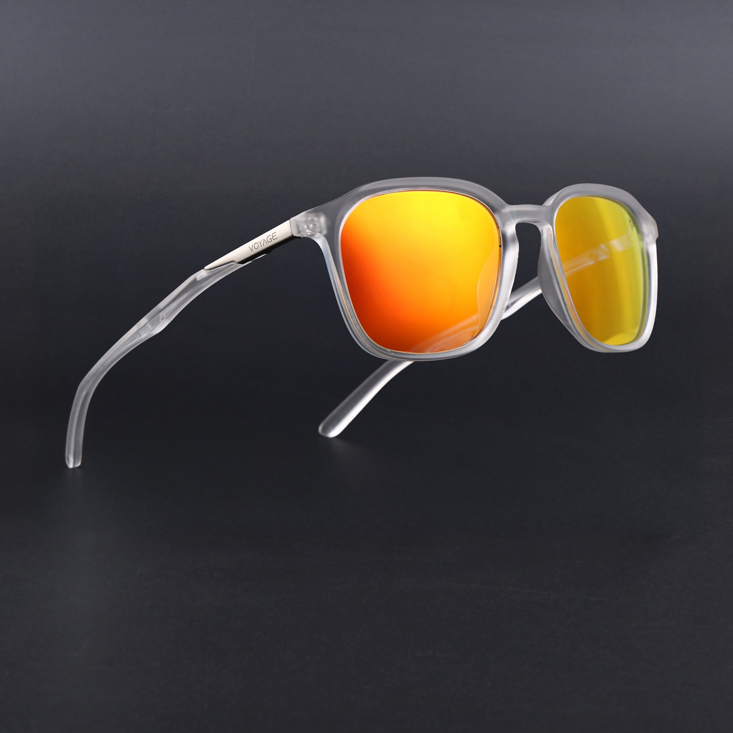 Square Polarized Sunglasses | Orange Lens | Transparent Frame - PMG6794