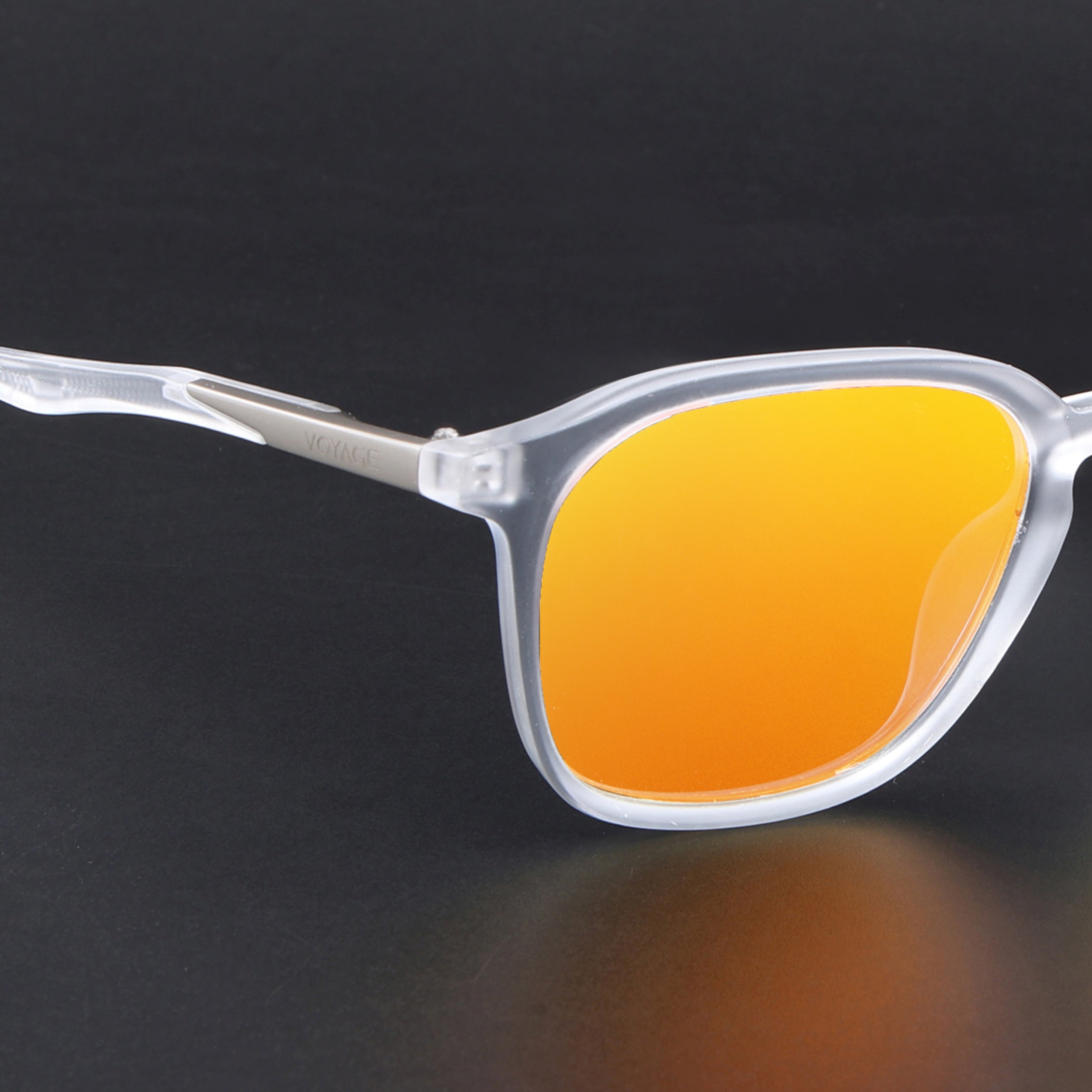 Square Polarized Sunglasses | Orange Lens | Transparent Frame - PMG6794