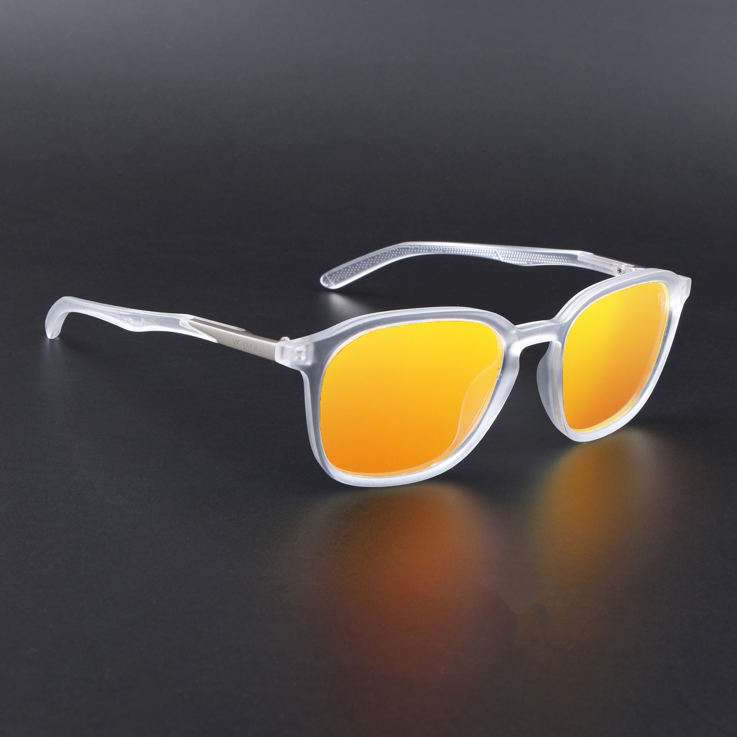 Square Polarized Sunglasses | Orange Lens | Transparent Frame - PMG6794