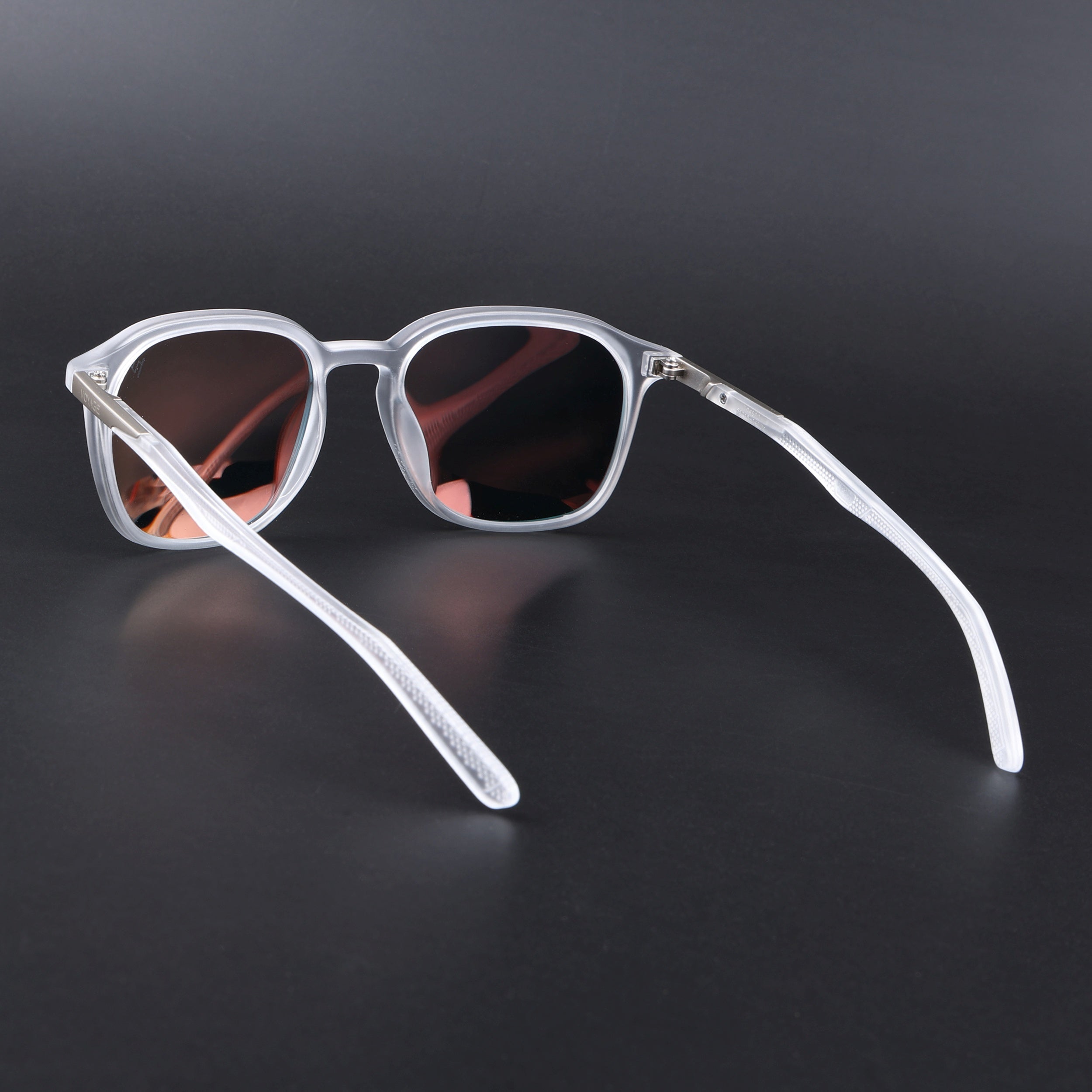 Square Polarized Sunglasses | Orange Lens | Transparent Frame - PMG6794