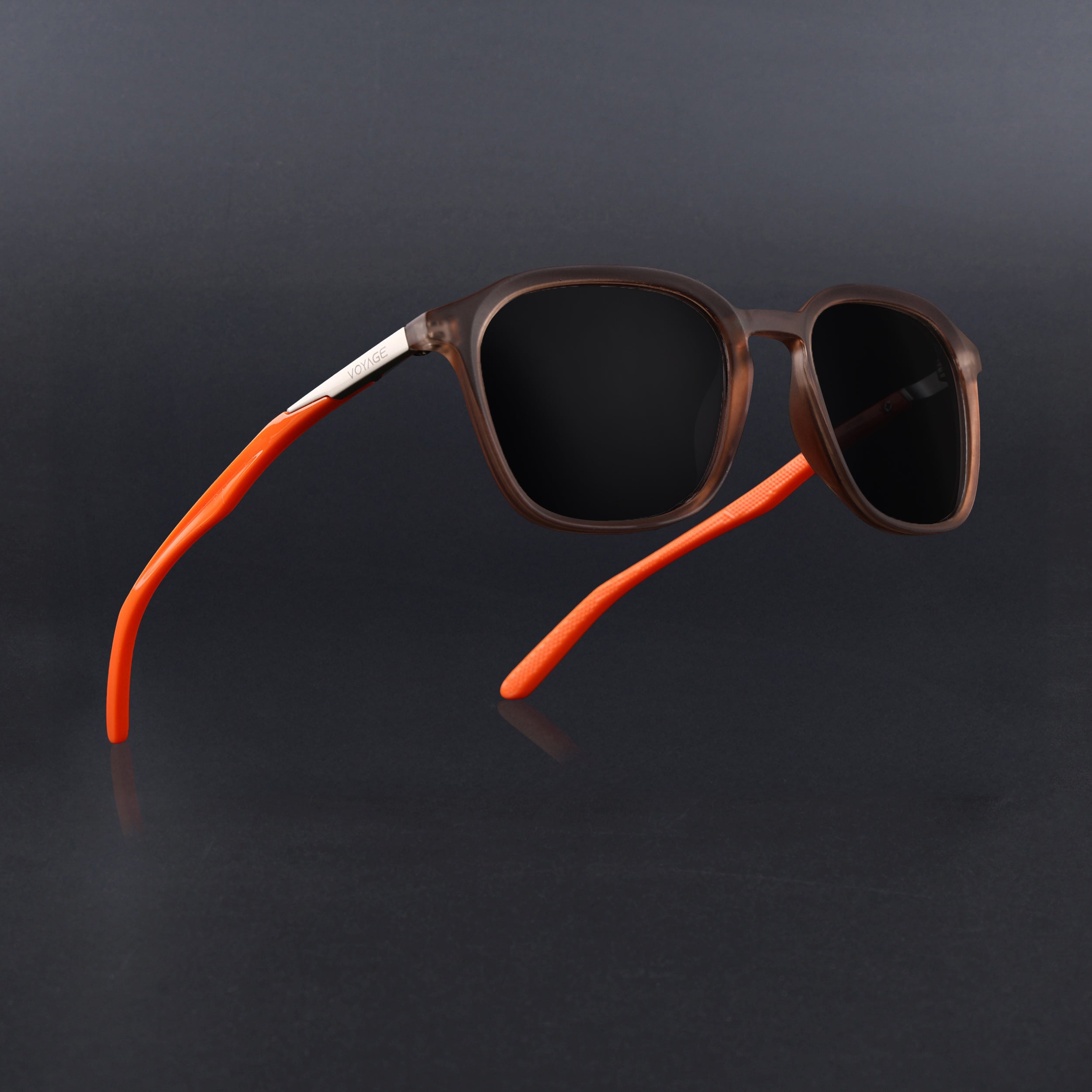 Square Polarized Sunglasses | Grey Lens | Brown Frame - PMG6795