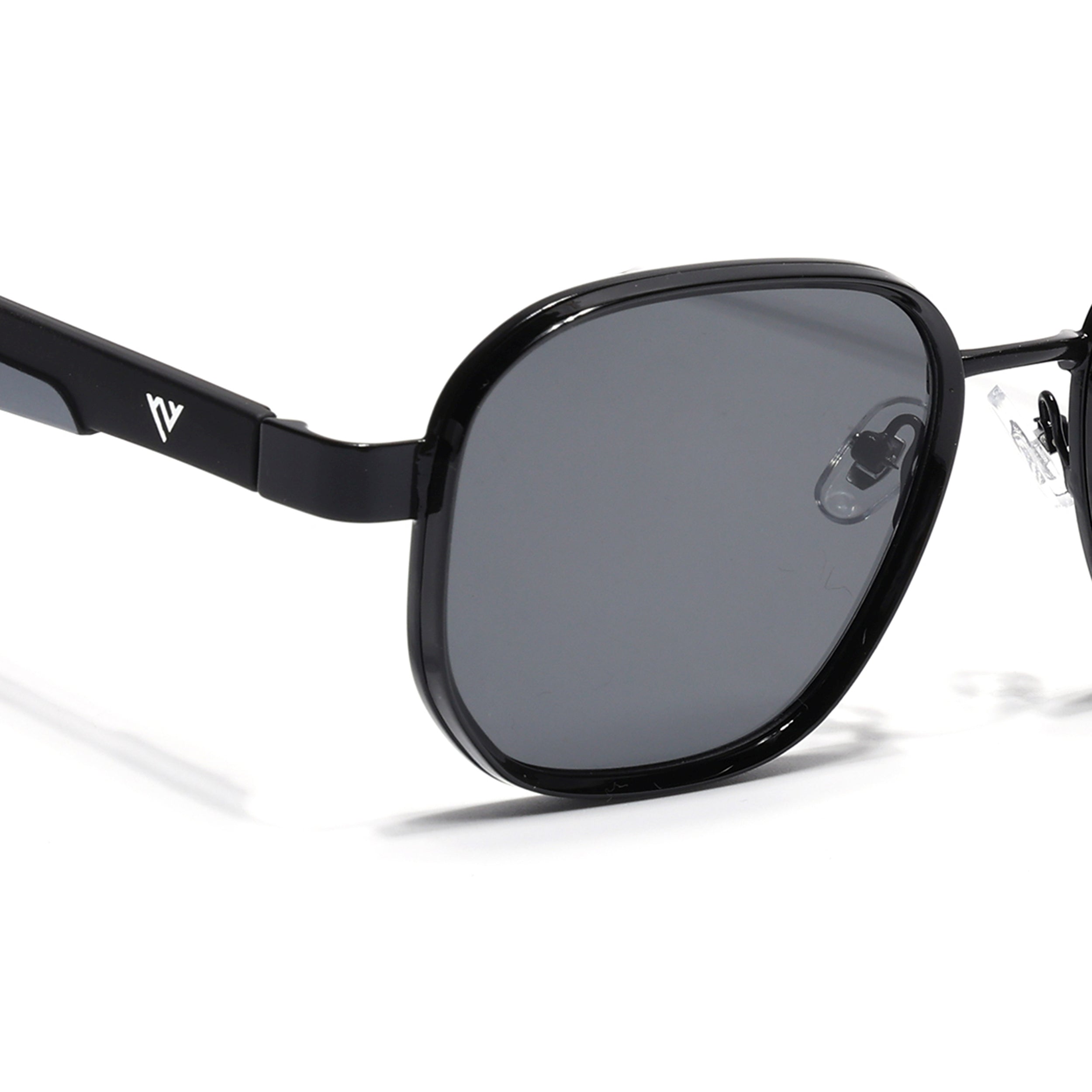 Square Sunglasses for Men & Women (Black Lens | Shine Black Frame - MG7339)