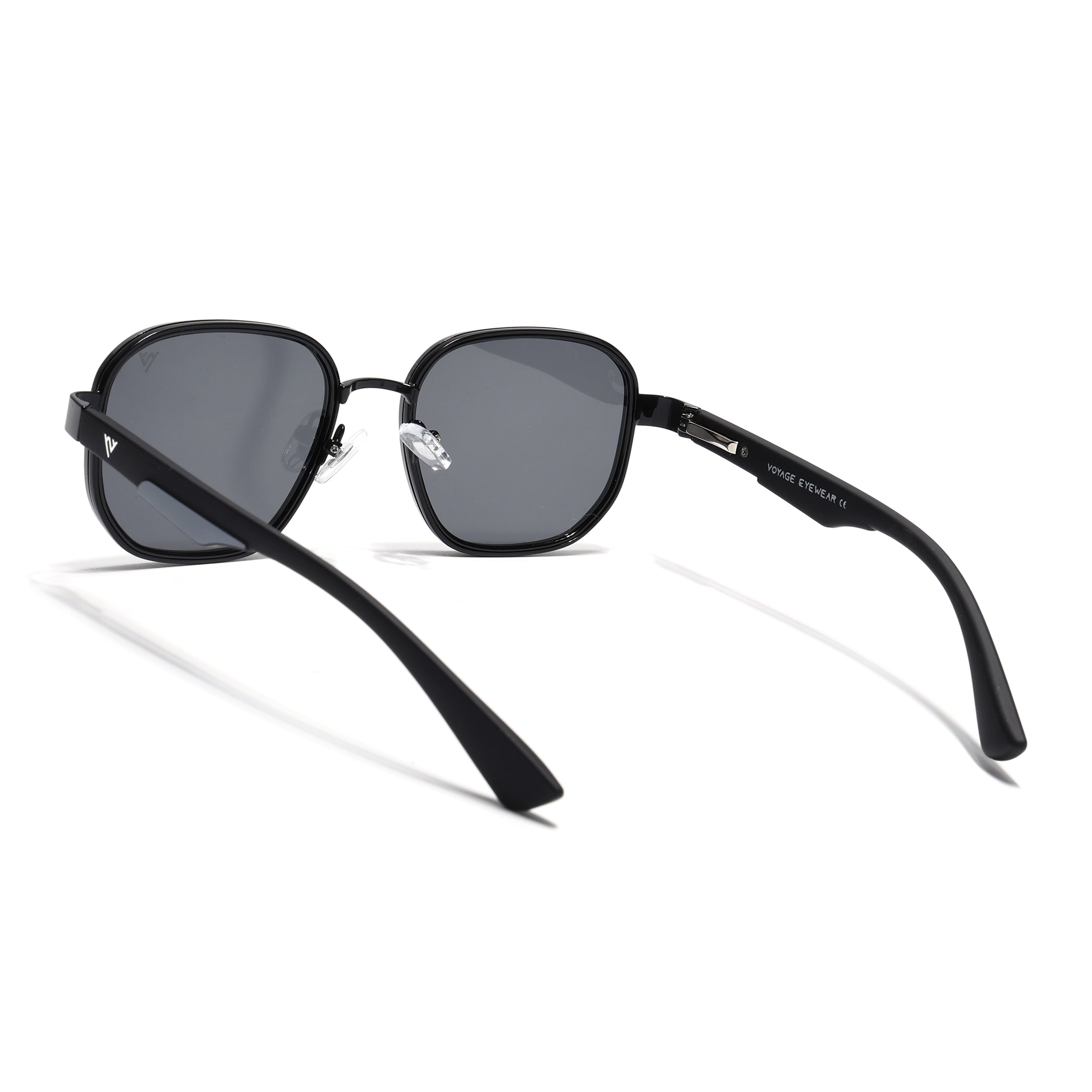 Square Sunglasses for Men & Women (Black Lens | Shine Black Frame - MG7339)