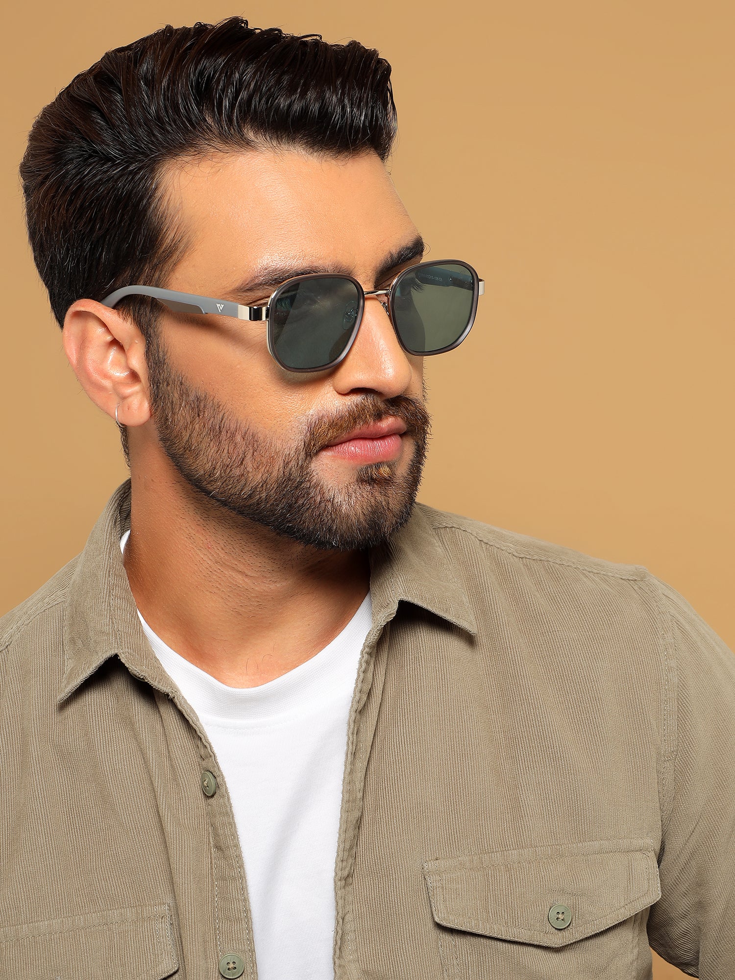 Square Sunglasses for Men & Women (Blue Lens | Light Grey Frame - MG7342)