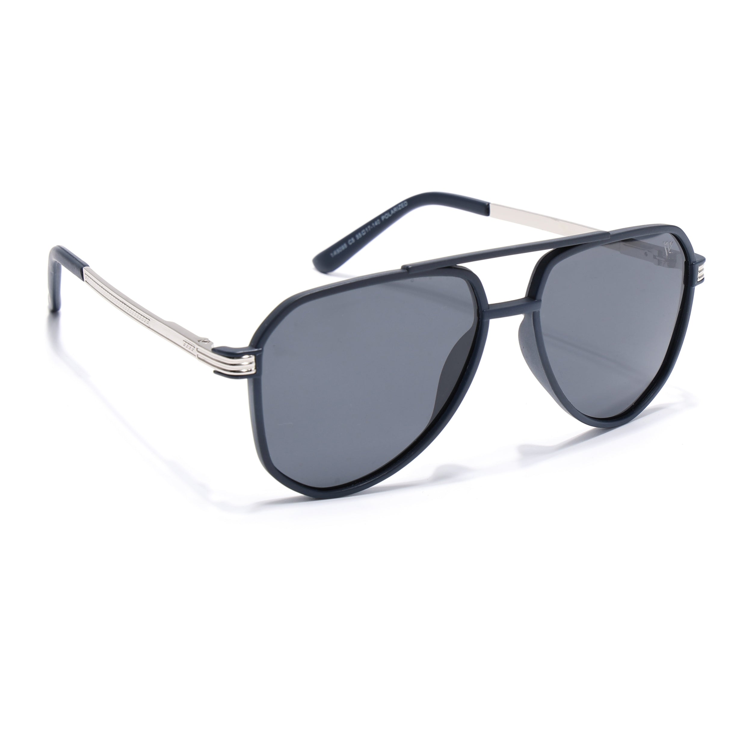 Aviator Polarized Sunglasses (Black Lens | Navy Blue Frame - PMG5537)