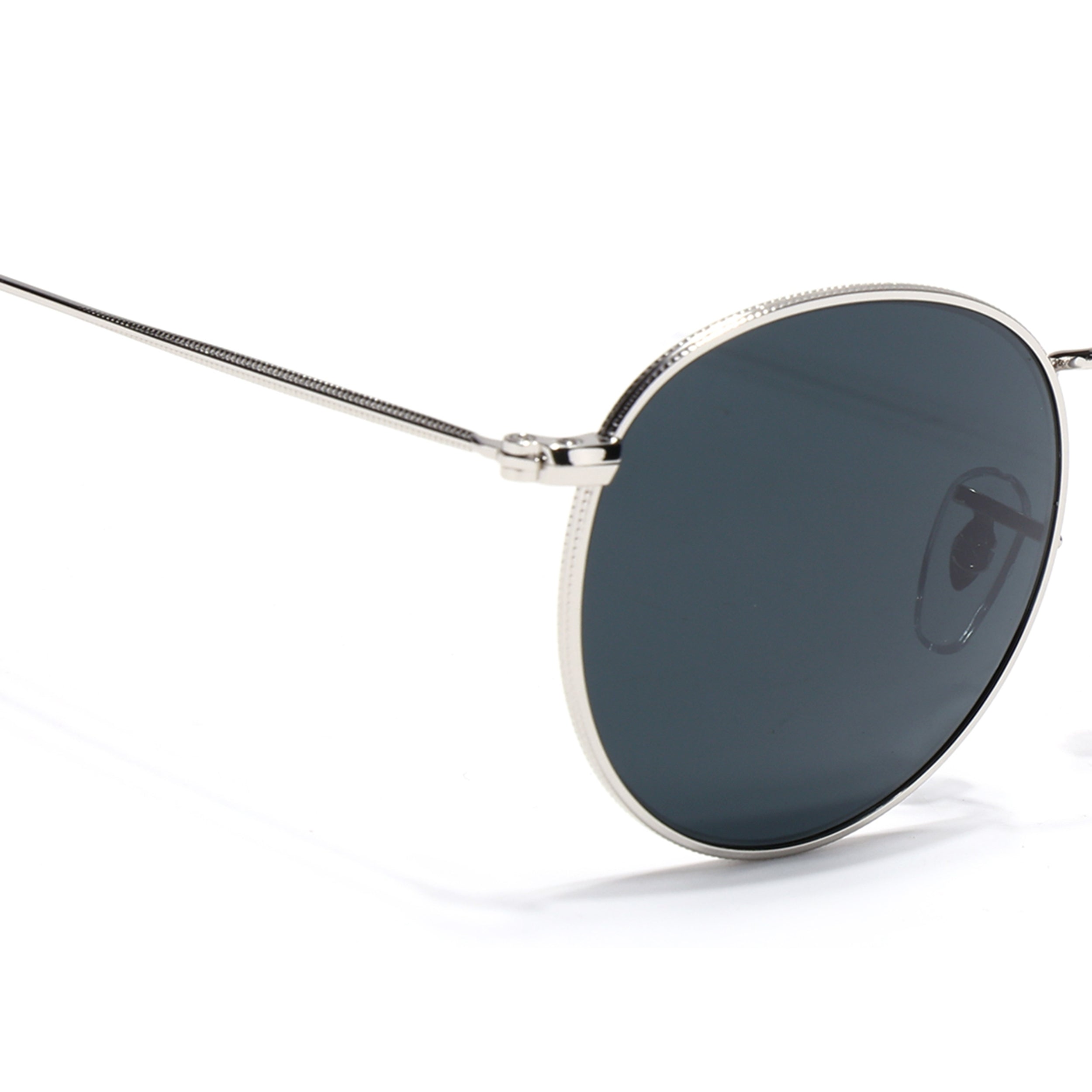 Round Sunglasses for Men & Women (Black Lens | Silver Frame - MG7560)