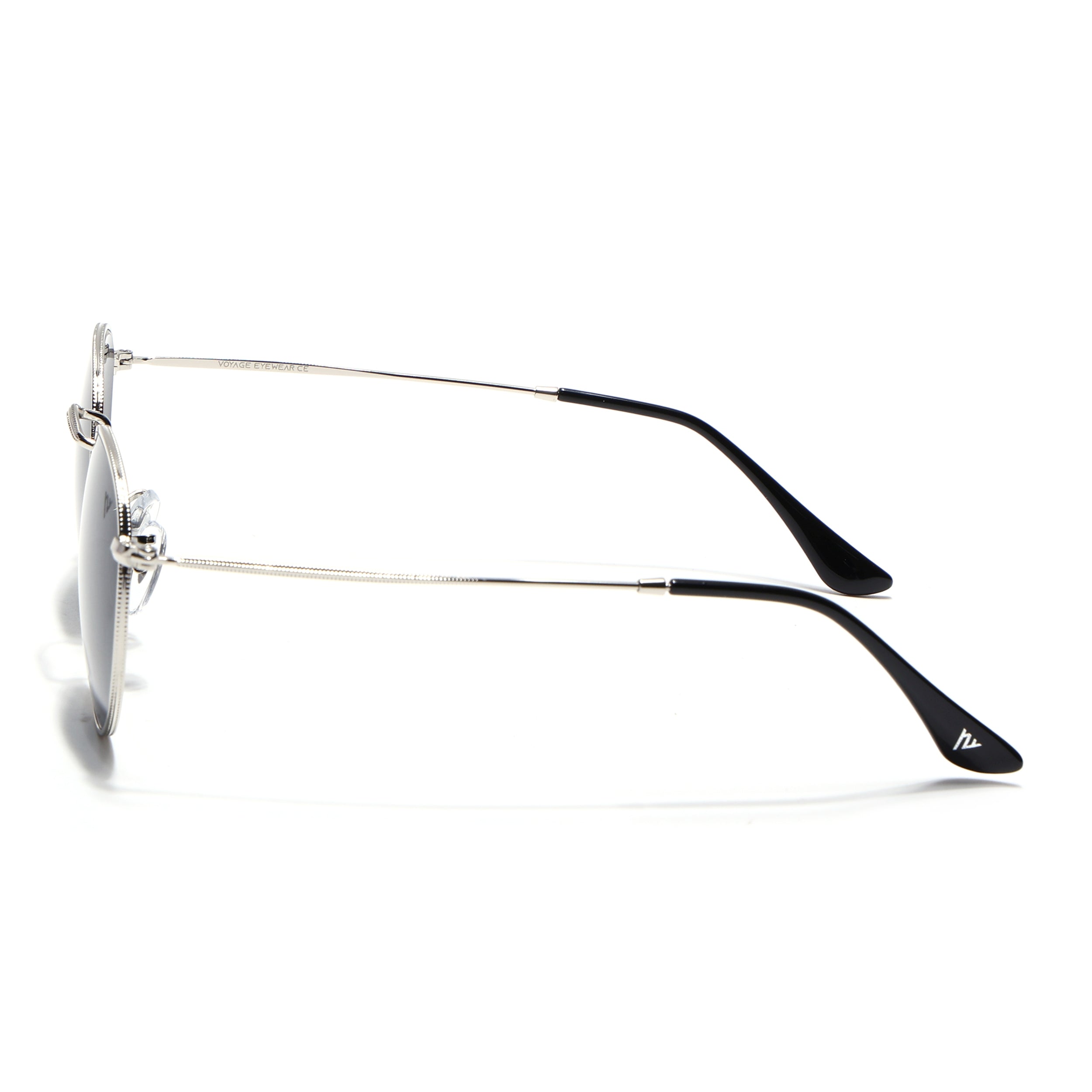 Round Sunglasses for Men & Women (Black Lens | Silver Frame - MG7560)