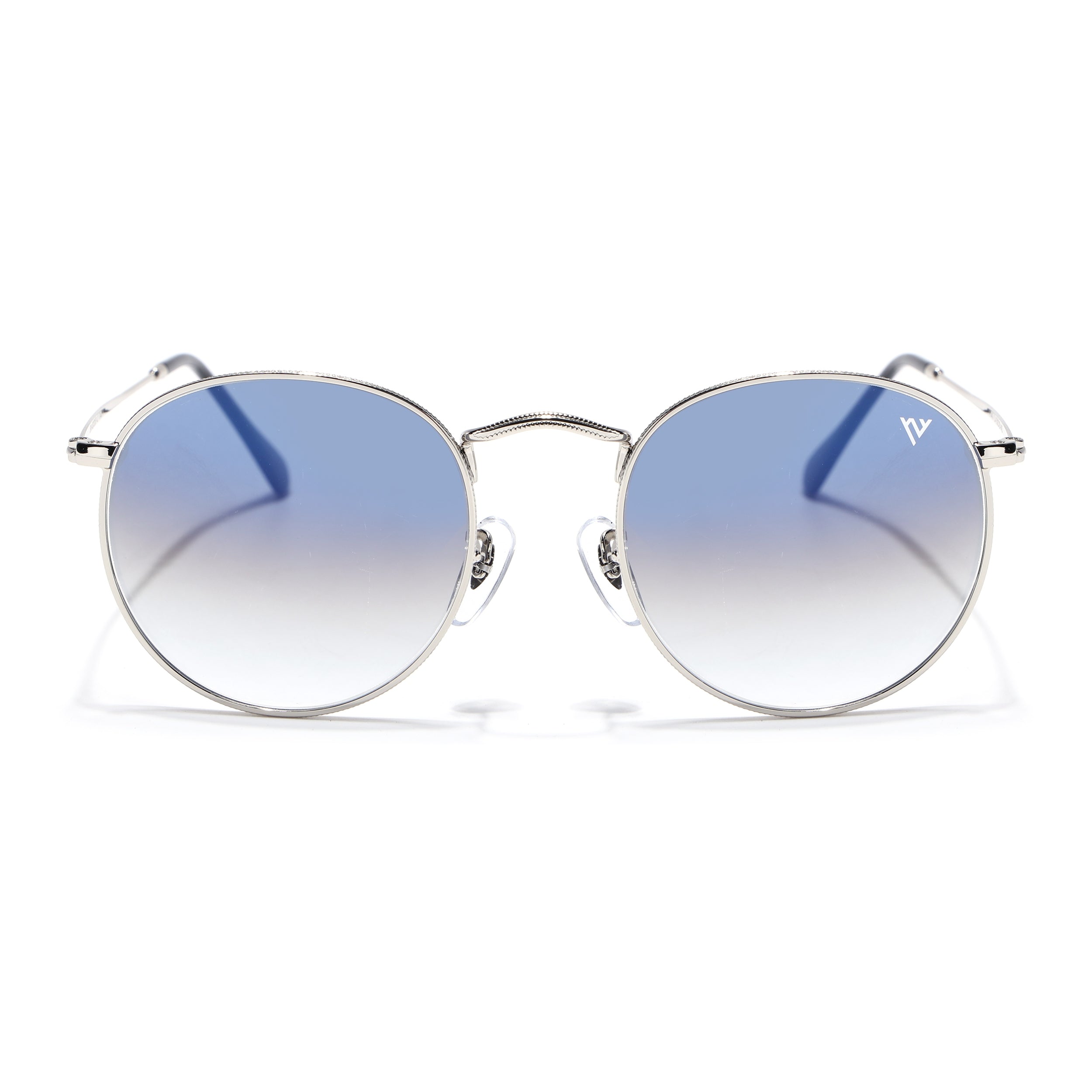 Round Sunglasses for Men & Women (Blue & Clear Lens | Silver Frame - MG7561)