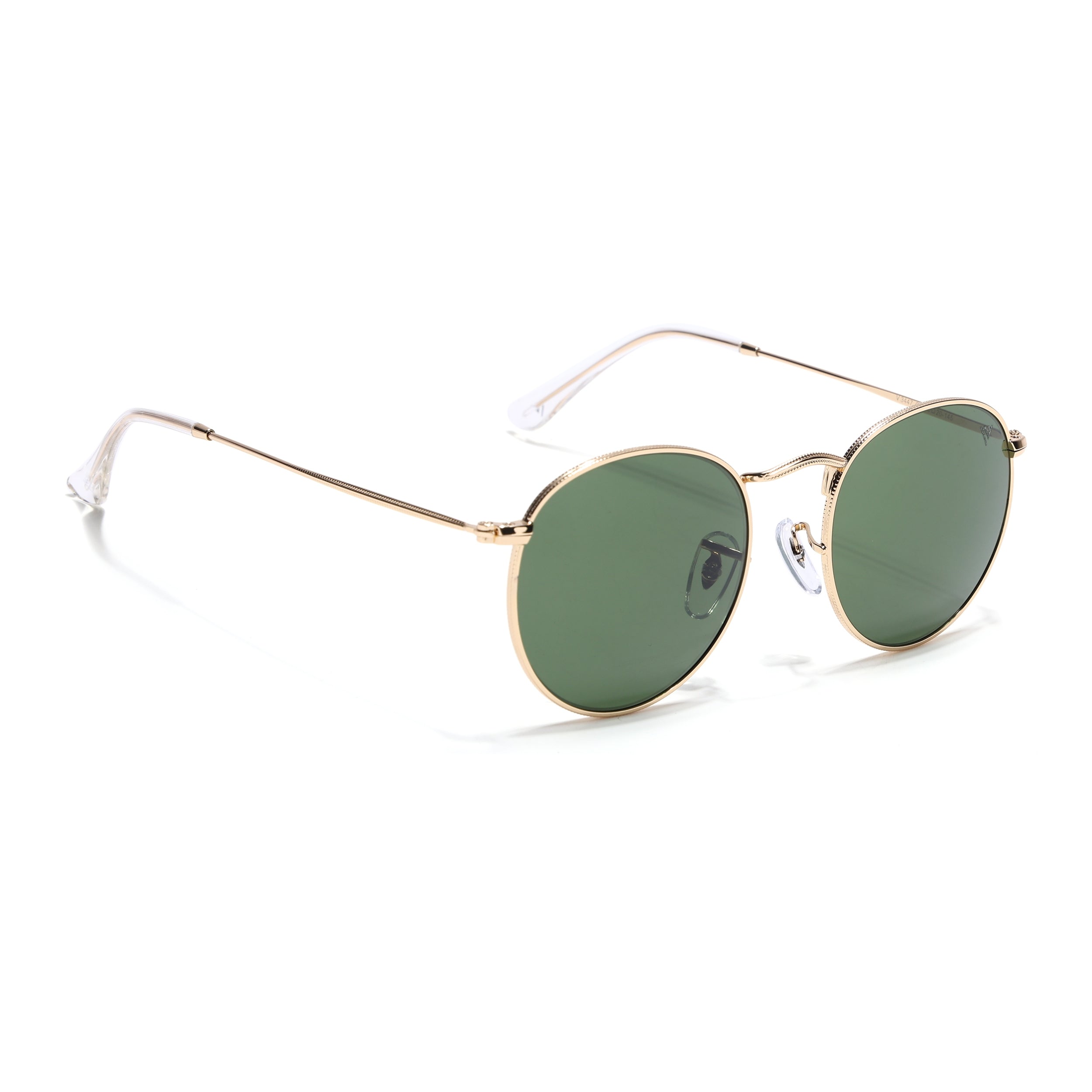 Round Sunglasses for Men & Women (Olive Lens | Golden Frame - MG7563)