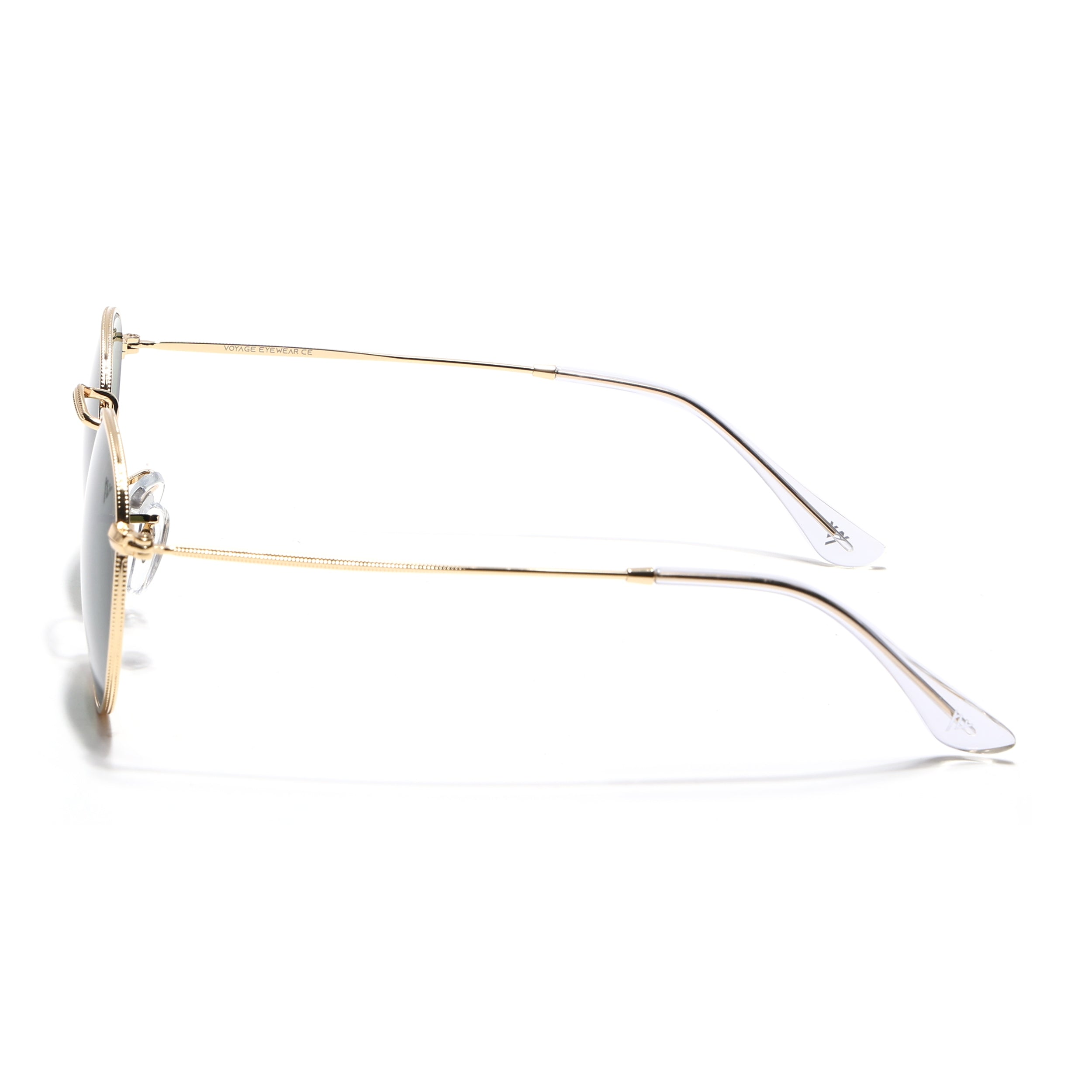 Round Sunglasses for Men & Women (Olive Lens | Golden Frame - MG7563)