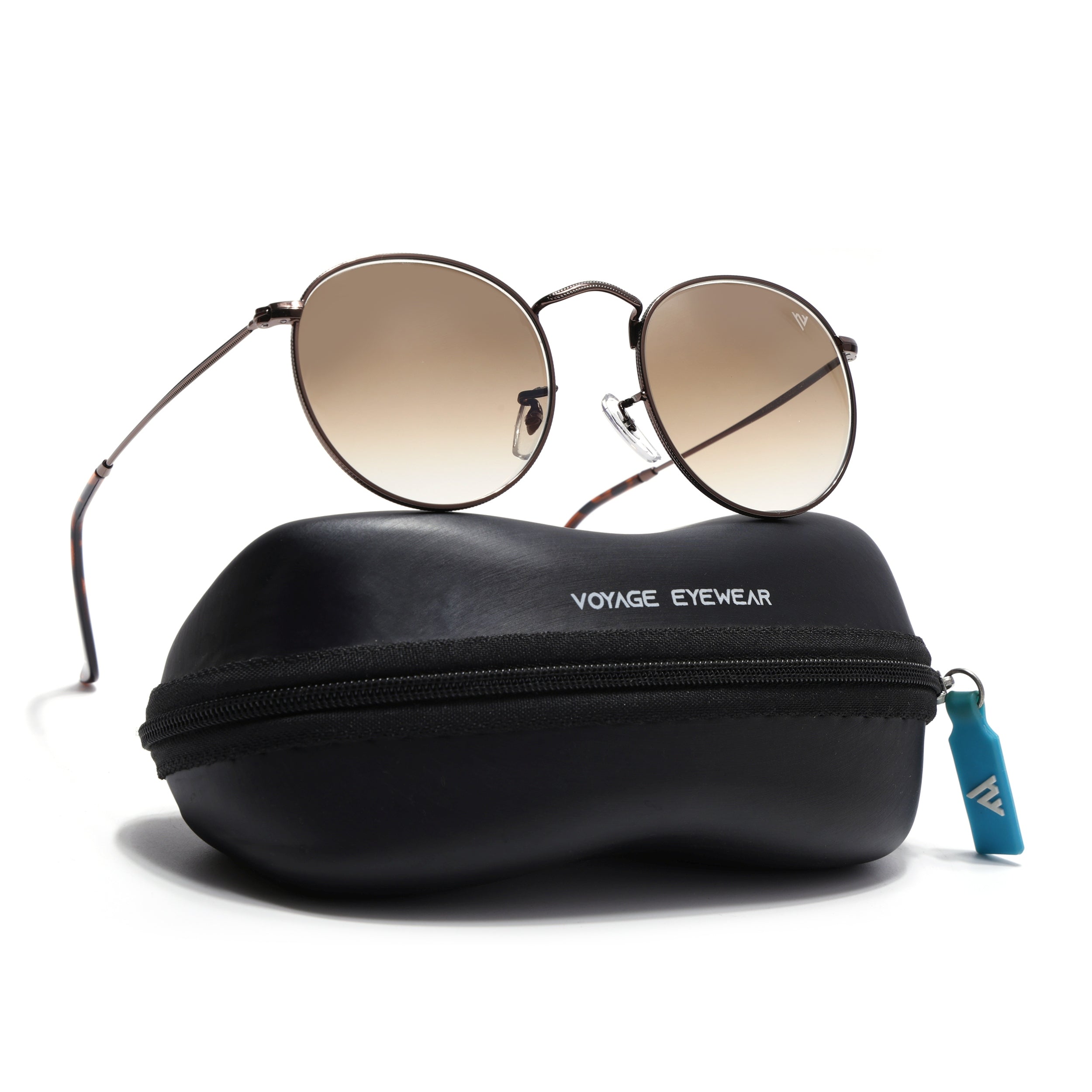 Round Sunglasses for Men & Women (Brown & Clear Lens | Brown Frame - MG7564)