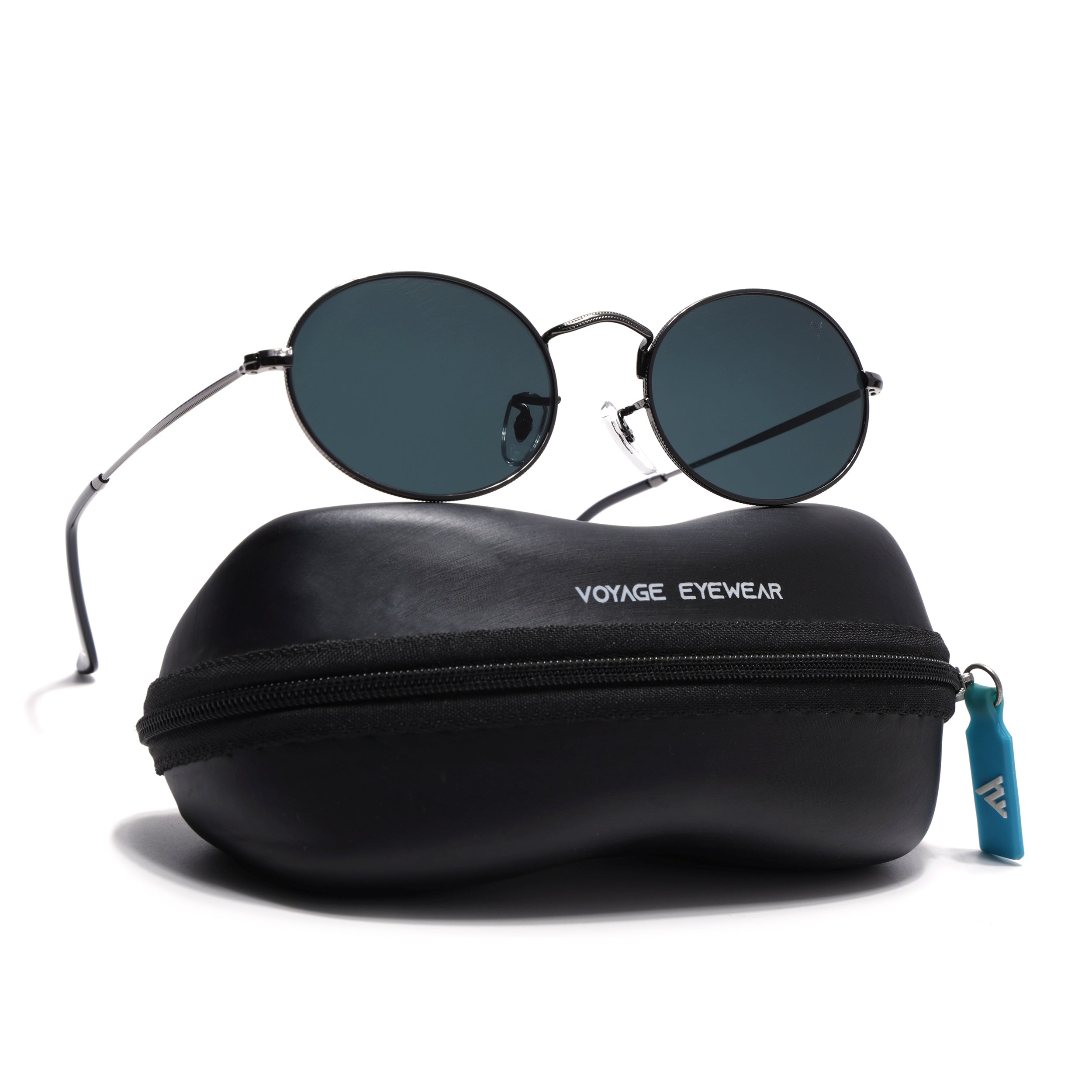 Oval Sunglasses for Men & Women (Black Lens | Grey Frame - MG7547)