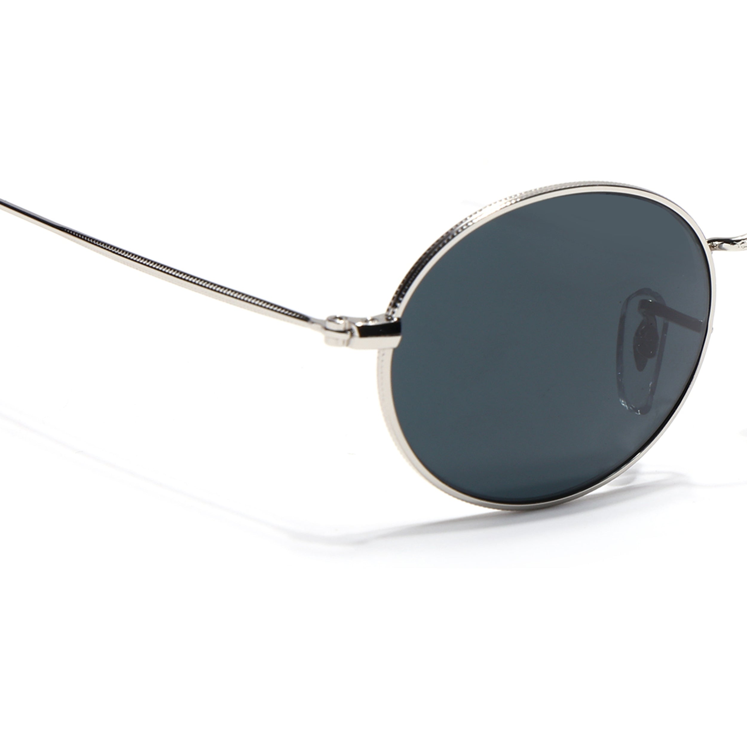 Oval Sunglasses for Men & Women (Black Lens | Silver Frame - MG7548)