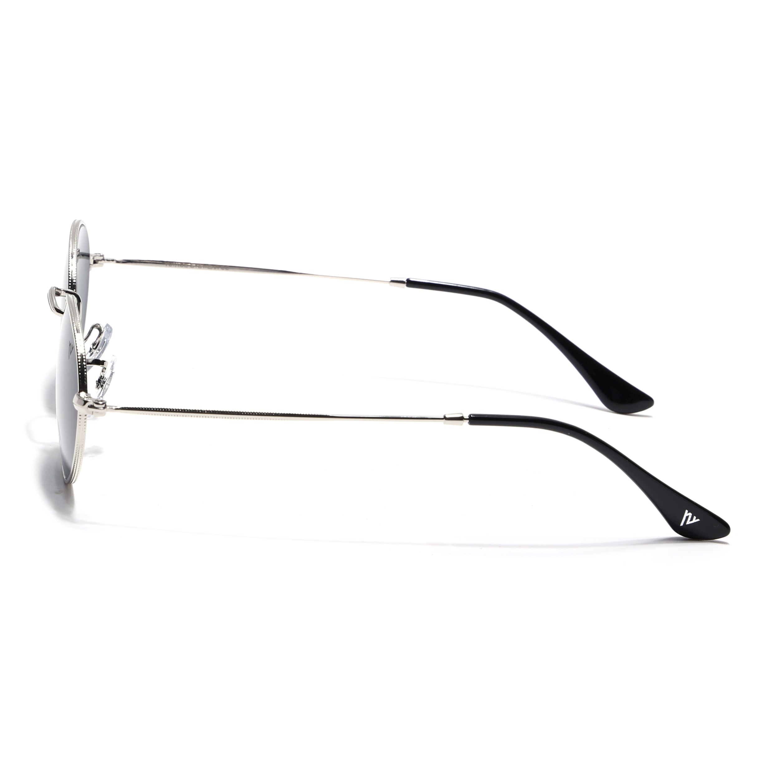 Oval Sunglasses for Men & Women (Black Lens | Silver Frame - MG7548)