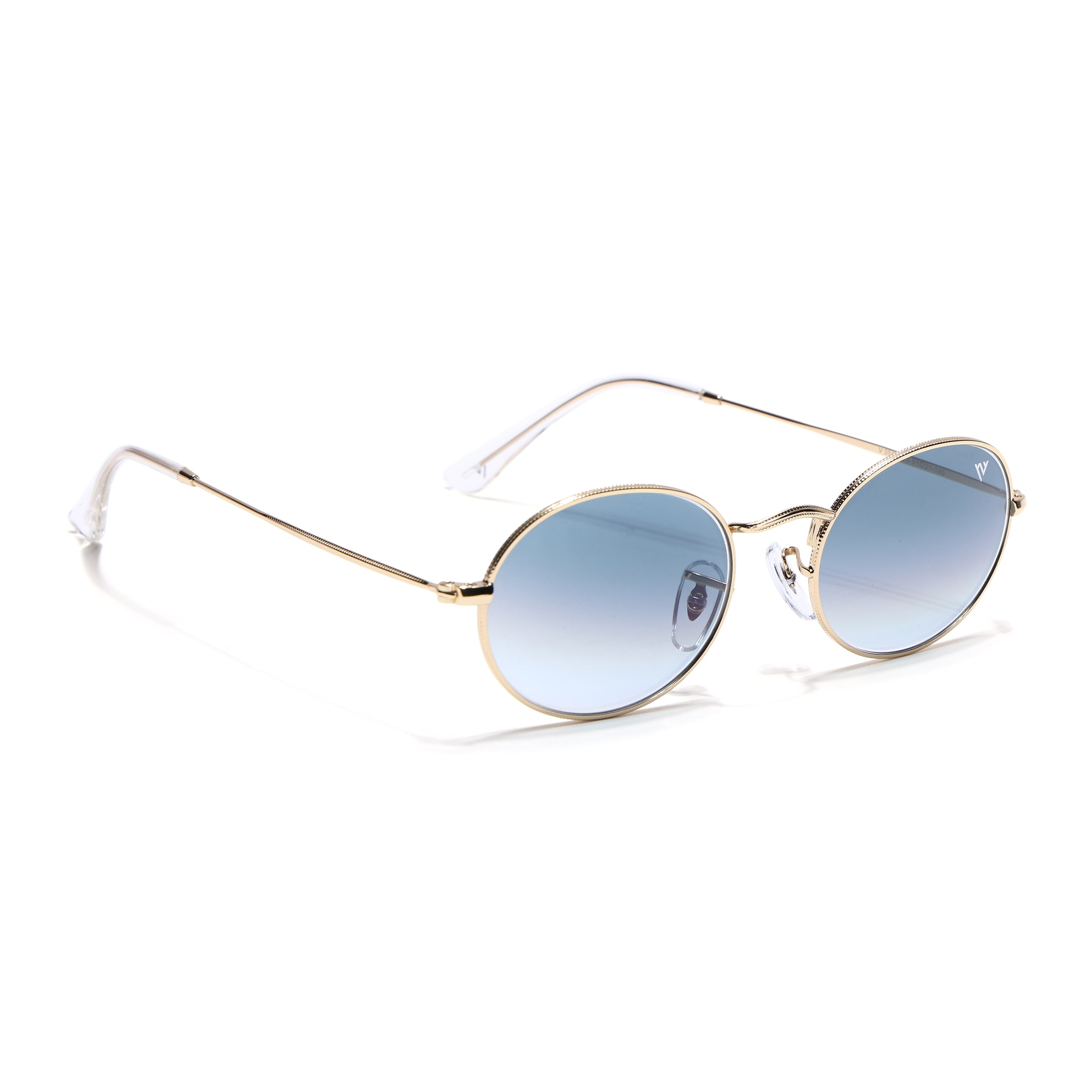 Oval Sunglasses for Men & Women (Grey & Clear Lens | Golden Frame - MG7550)