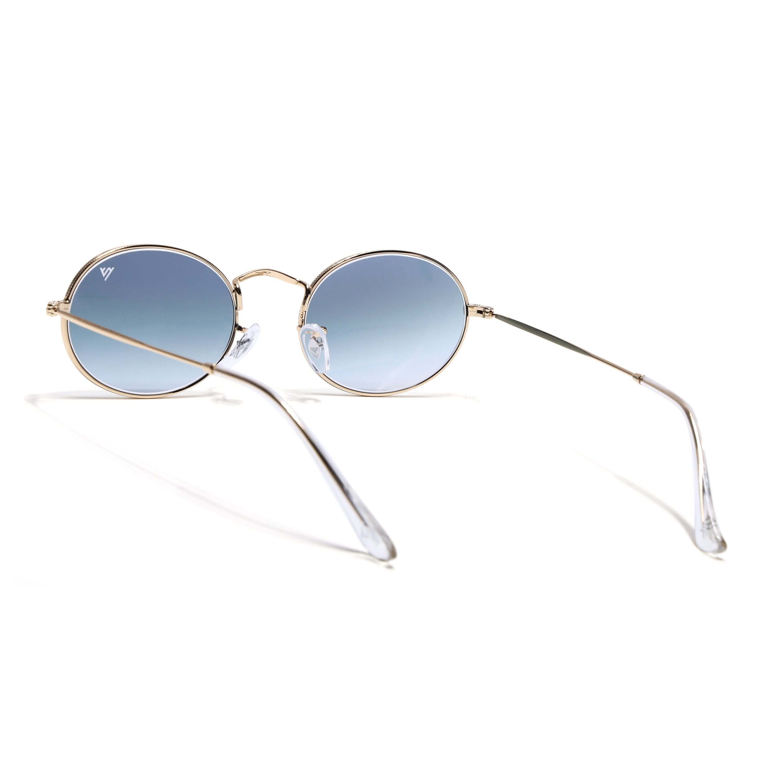Oval Sunglasses for Men & Women (Grey & Clear Lens | Golden Frame - MG7550)