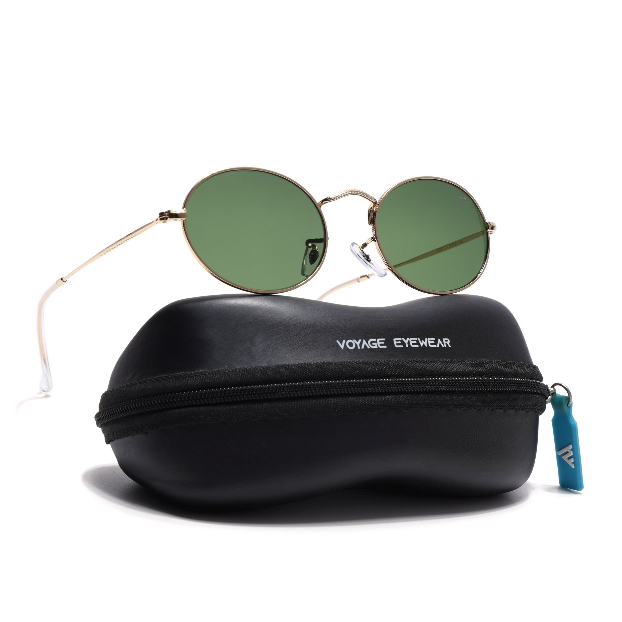 Oval Sunglasses for Men & Women (Olive Lens | Golden Frame - MG7551)