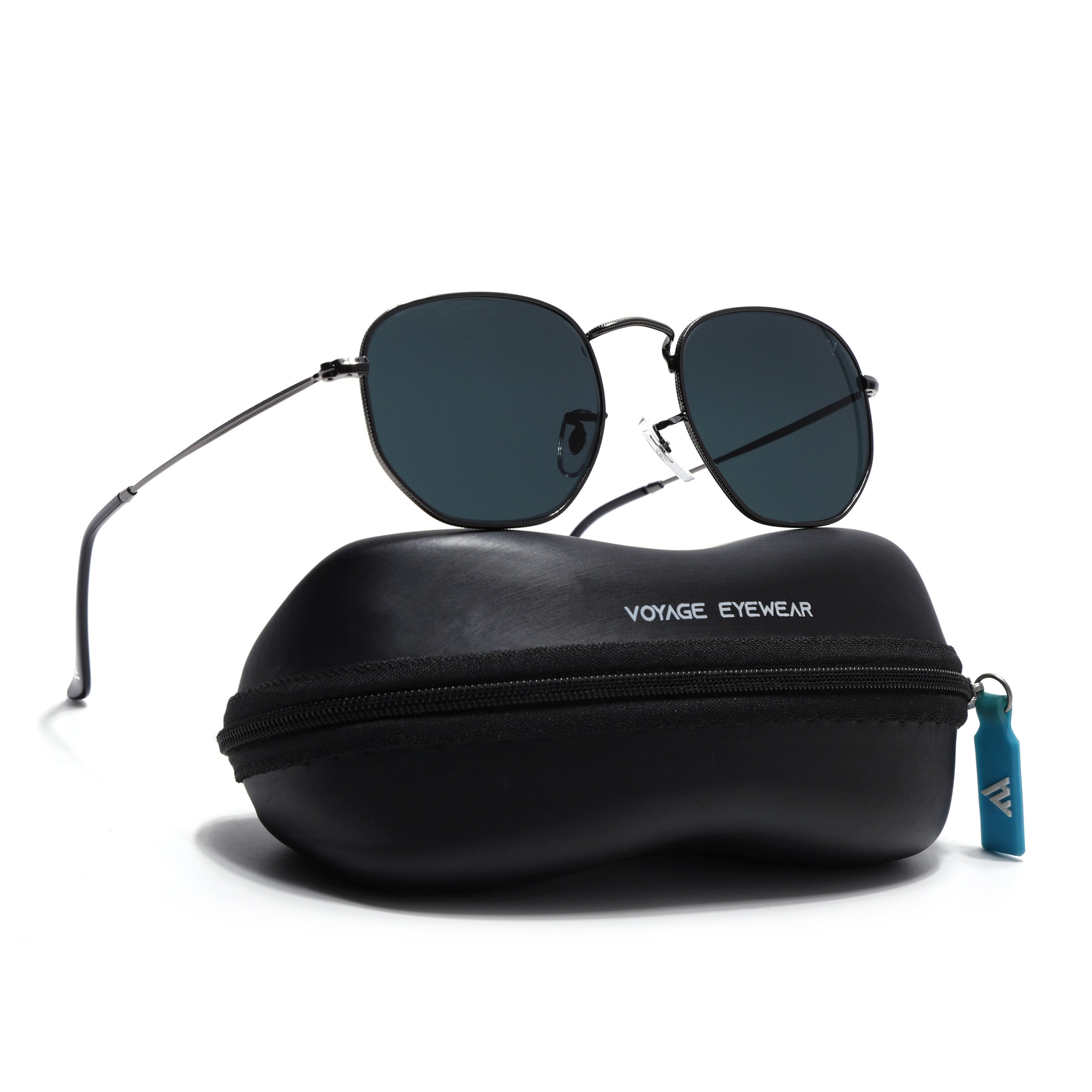 Round Sunglasses for Men & Women (Black Lens | Grey Frame - MG7571)