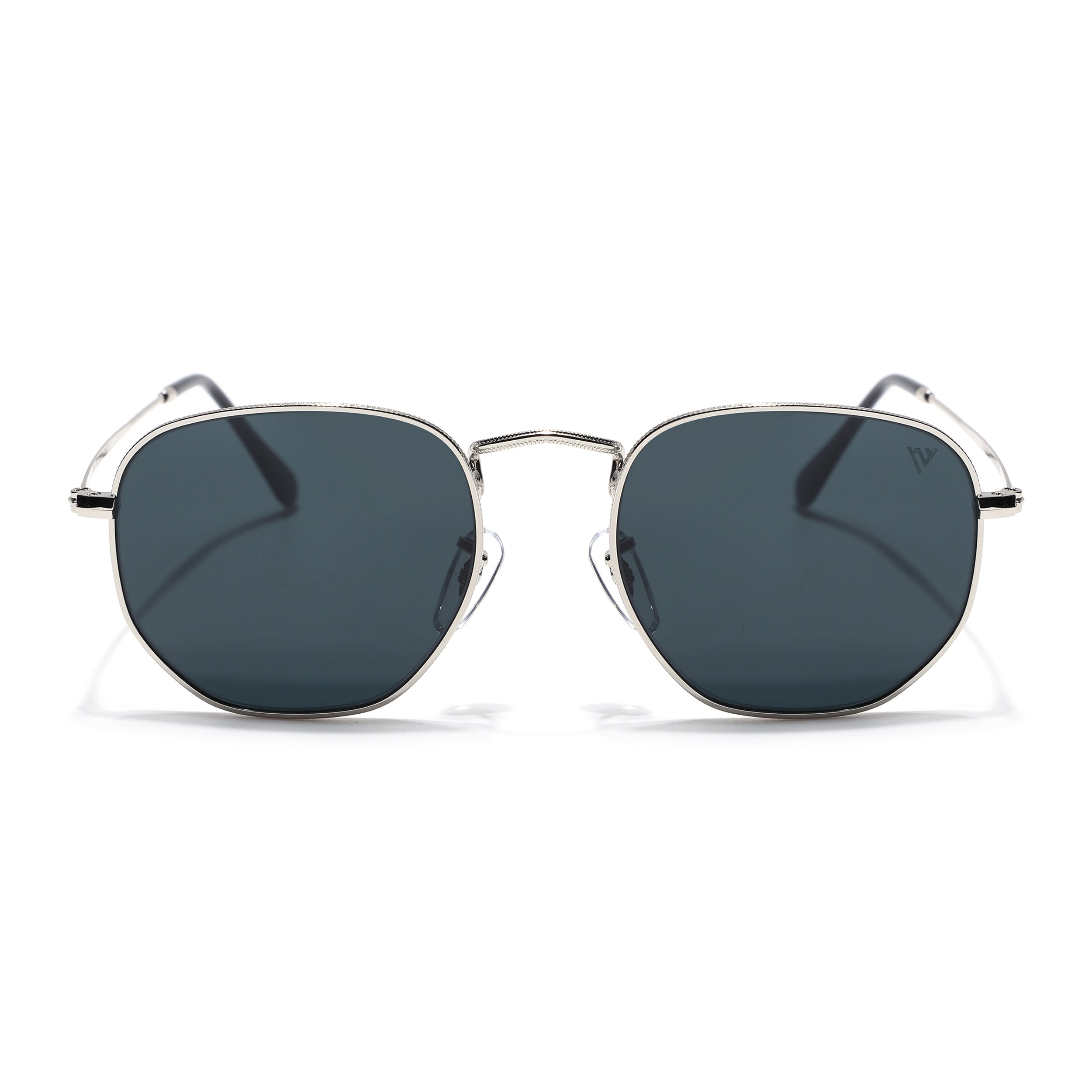 Round Sunglasses for Men & Women (Black Lens | Silver Frame - MG7572)