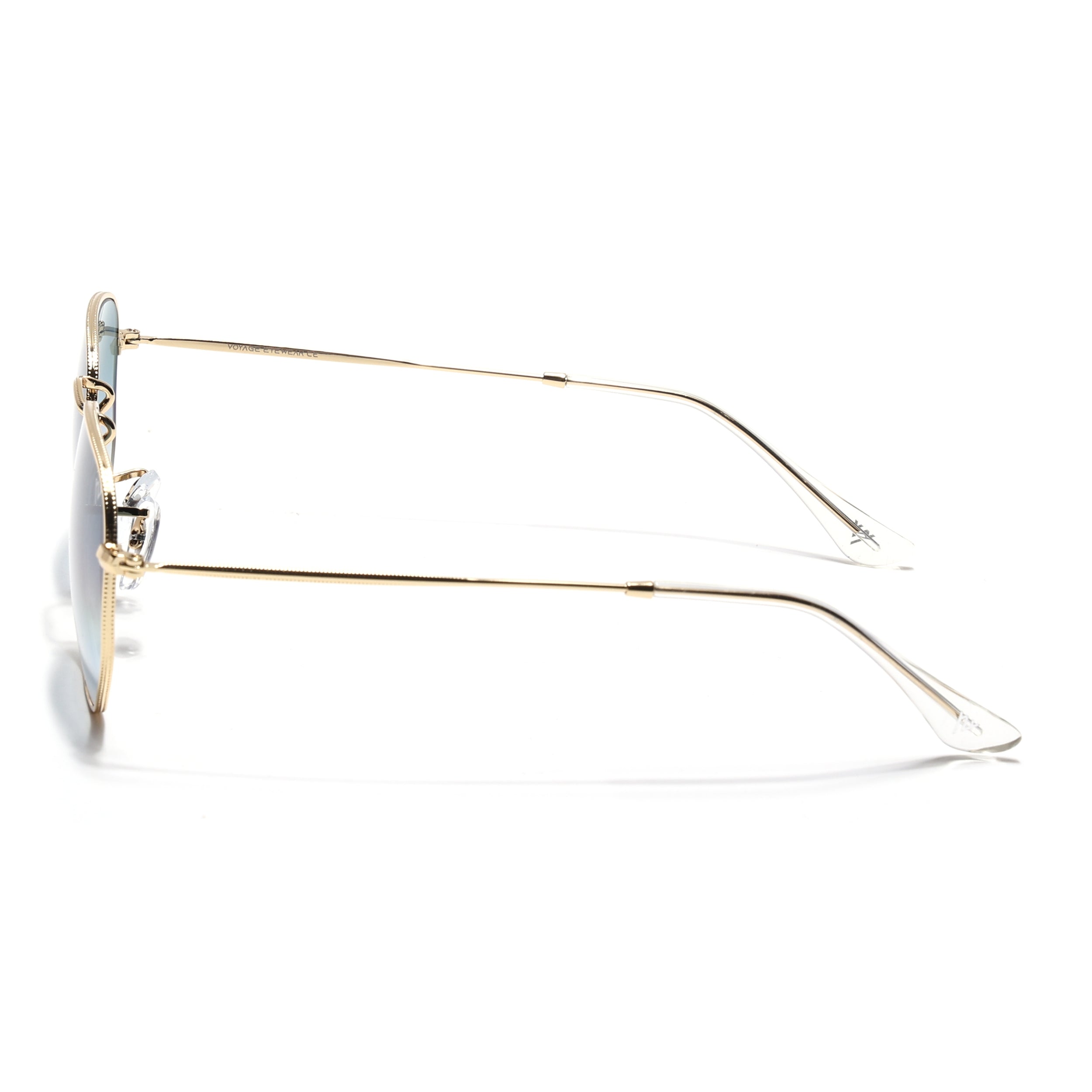 Round Sunglasses for Men & Women (Grey & Clear Lens | Golden Frame - MG7574)
