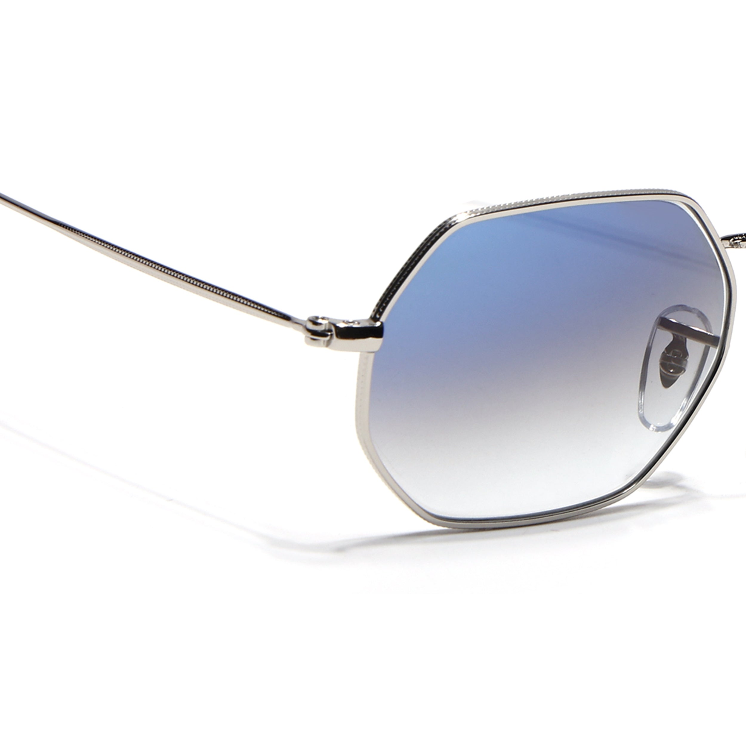 Hexagonal Sunglasses for Men & Women (Blue & Clear Lens | Silver Frame - MG7567)